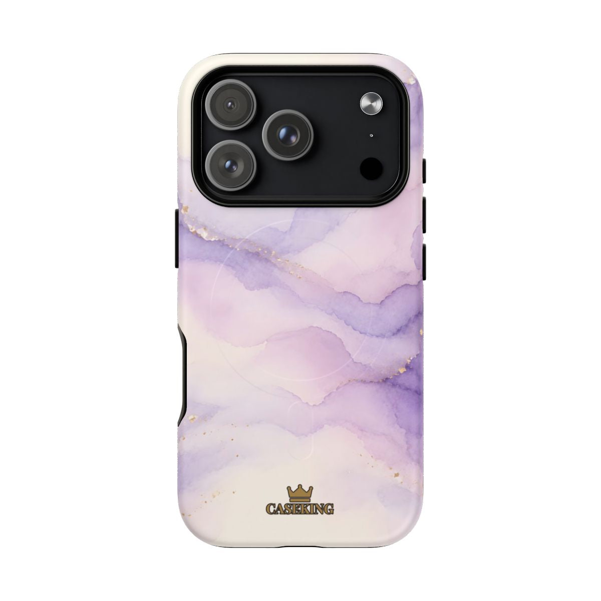 Lavender MagSafe-compatible tough case on iPhone 18 Pro, matte finish