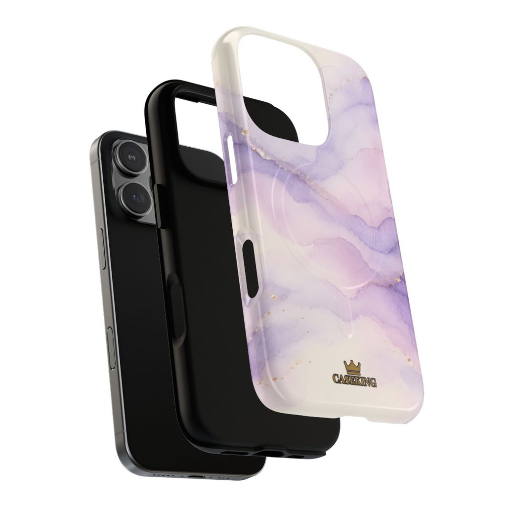 Lavender MagSafe-compatible tough case on iPhone 16 Pro, glossy finish (case layers)