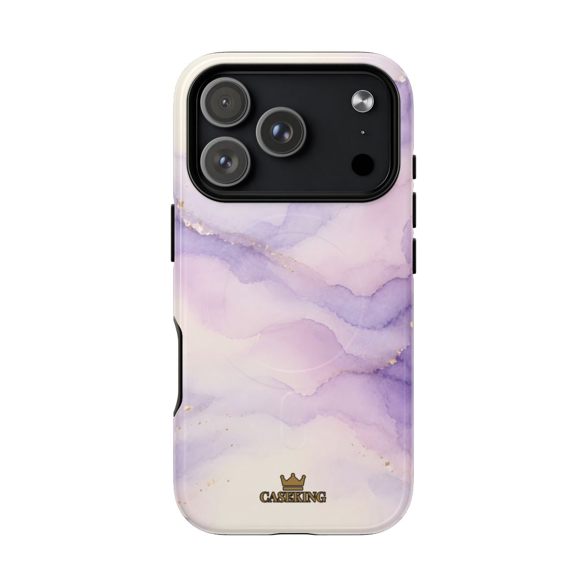 Lavender MagSafe-compatible tough case on iPhone 18 Pro, glossy finish