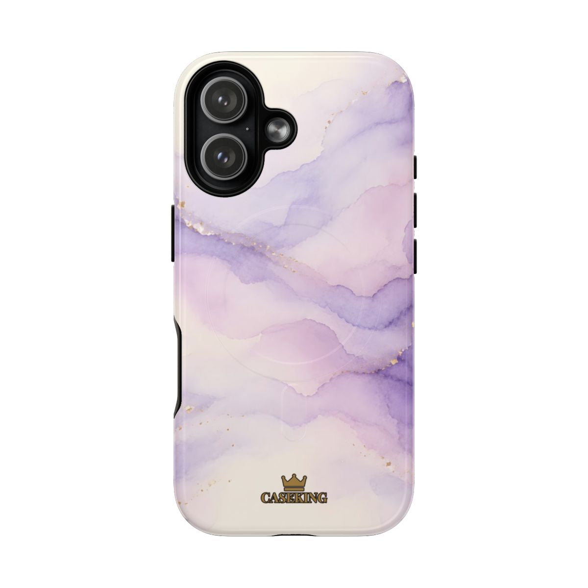 Lavender MagSafe-compatible tough case on iPhone 17, glossy finish
