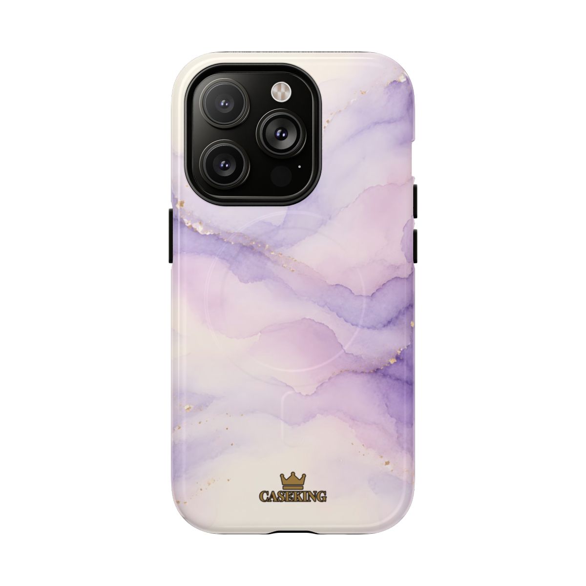 Lavender MagSafe-compatible tough case on iPhone 14 Pro, glossy finish