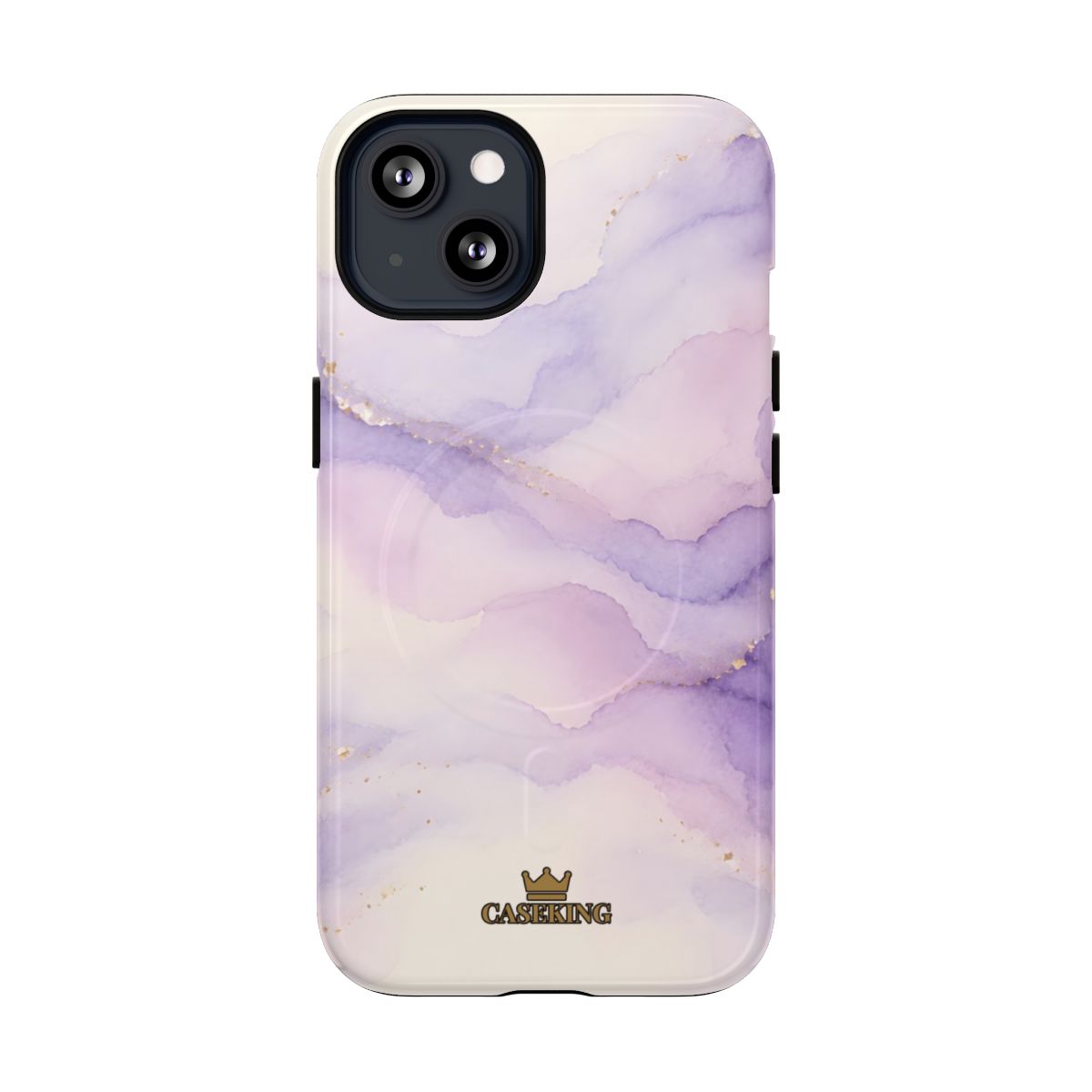 Lavender MagSafe-compatible tough case on iPhone 13, glossy finish