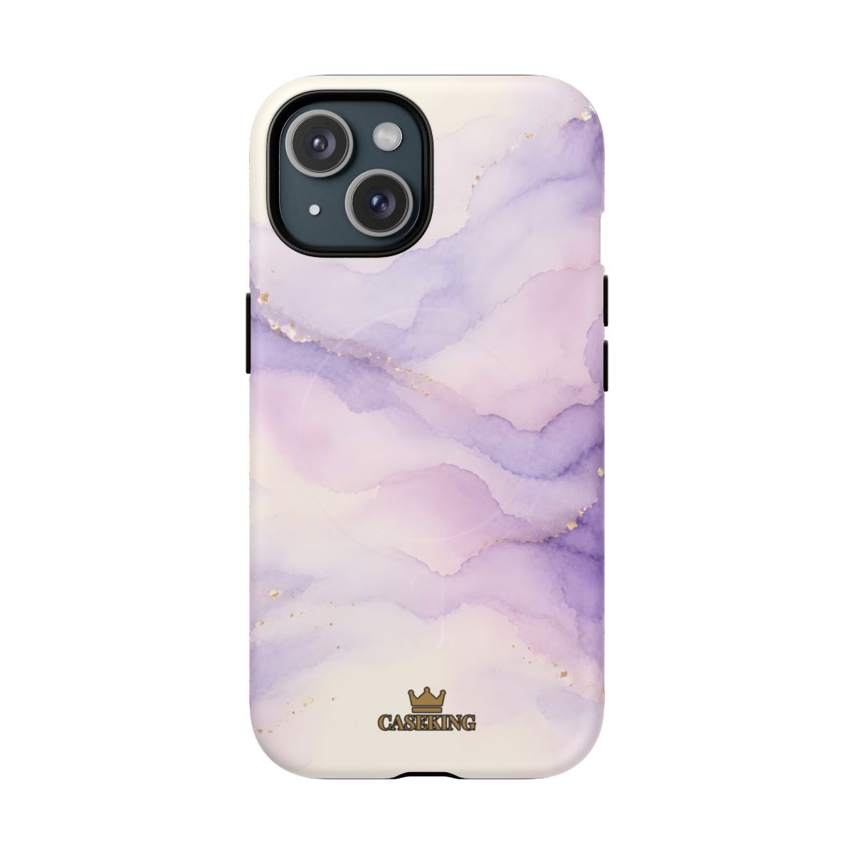 Lavender MagSafe-compatible tough case on iPhone 15, matte finish