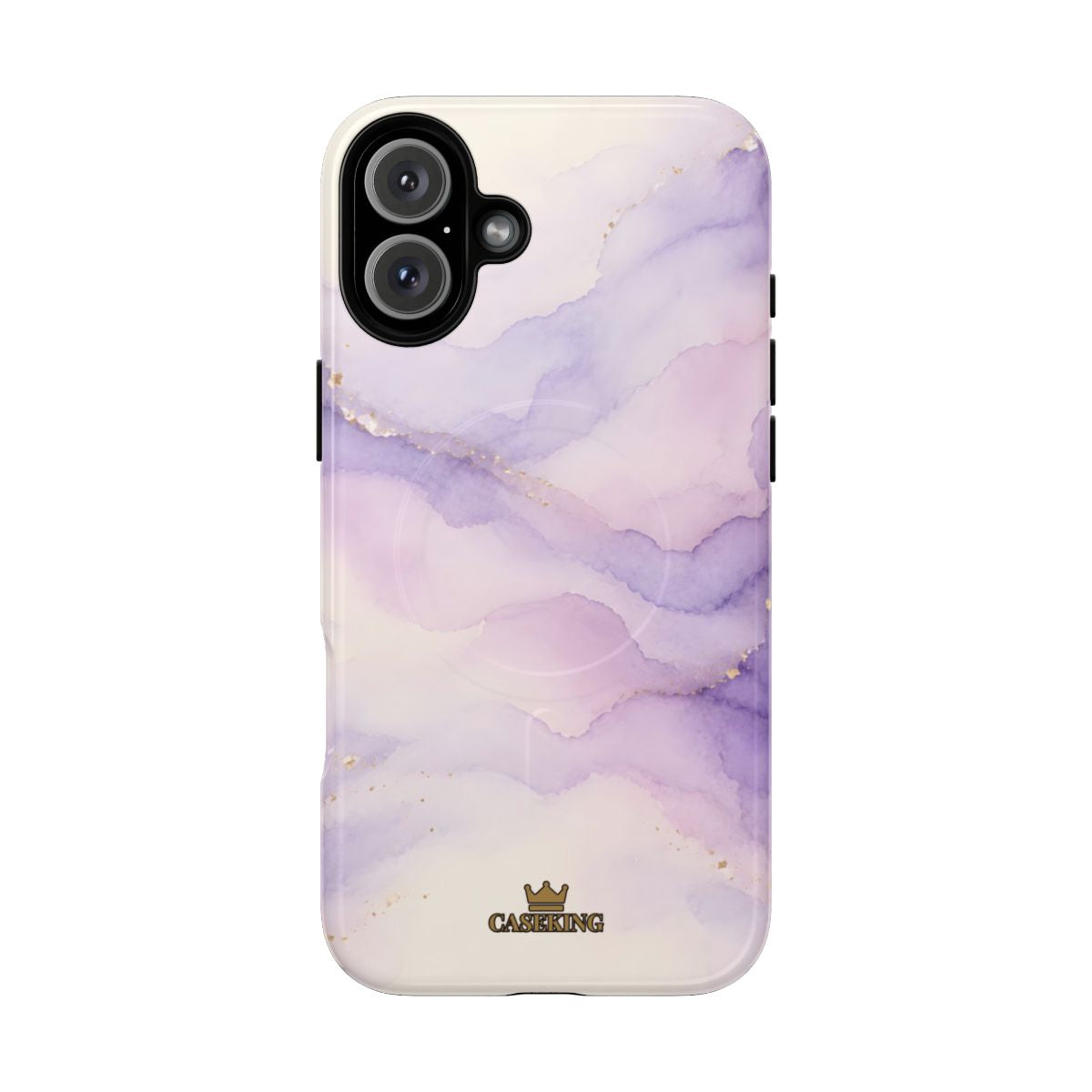 Lavender MagSafe-compatible tough case on iPhone 16 Plus, glossy finish