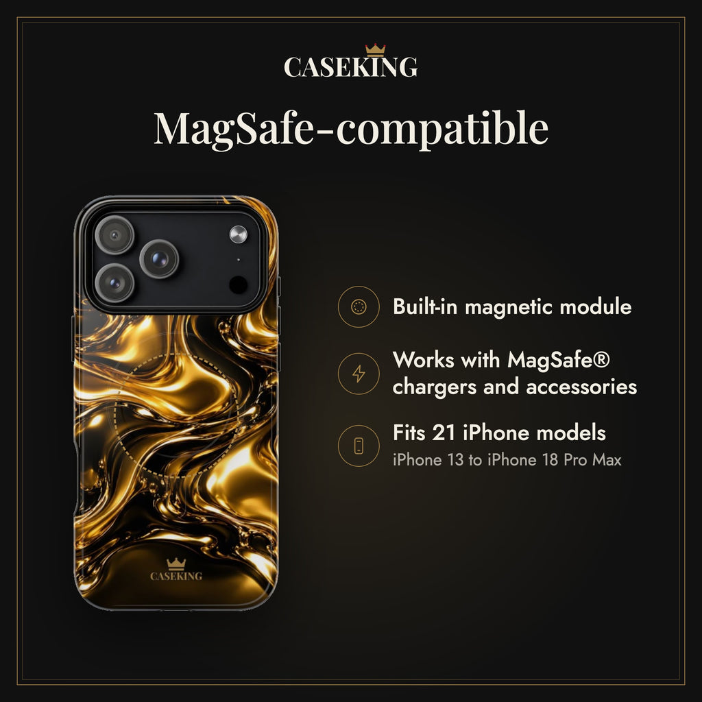 Liquid Gold MagSafe-compatible tough case infographic 2: MagSafe-compatible
