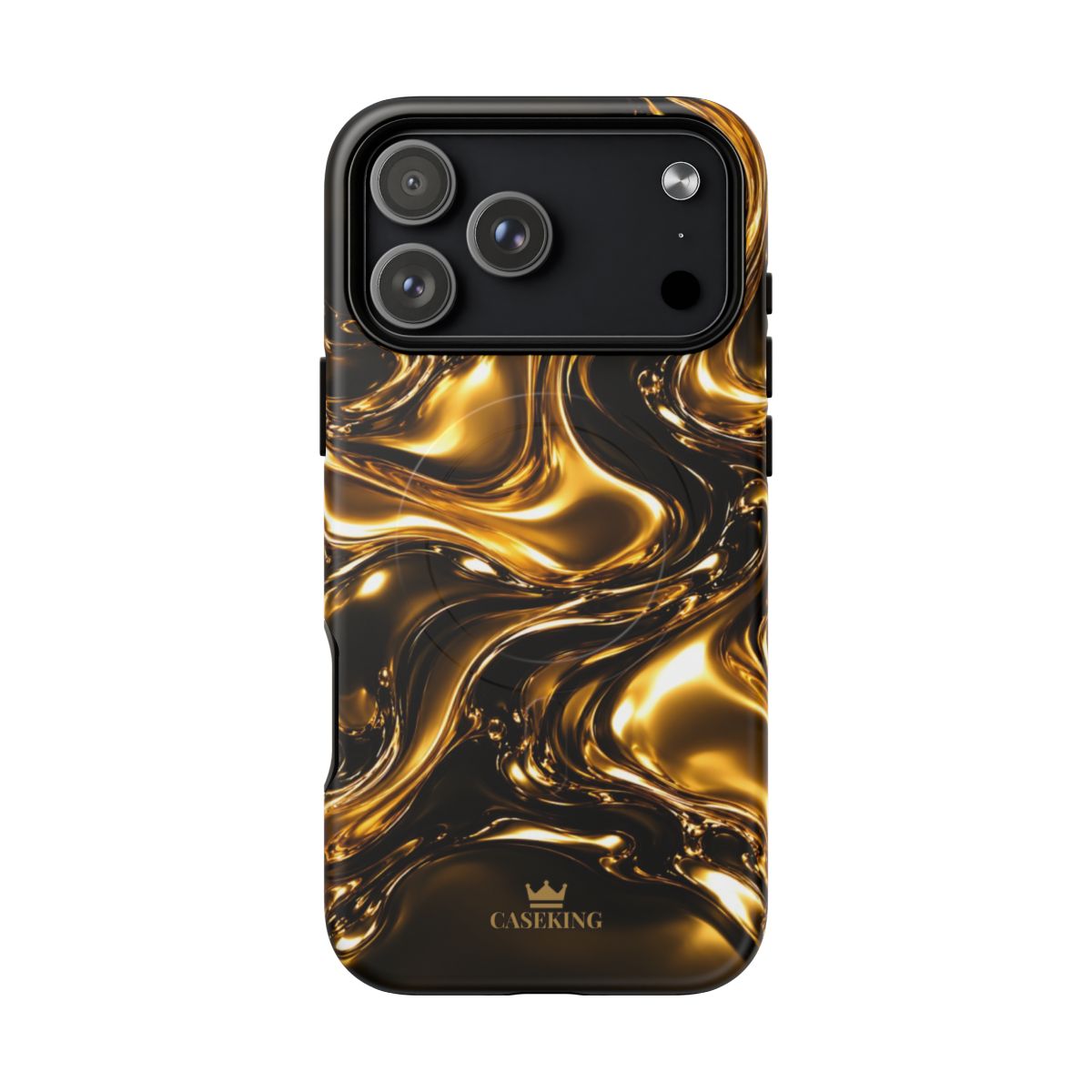 Liquid Gold MagSafe-compatible tough case on iPhone 18 Pro Max, matte finish