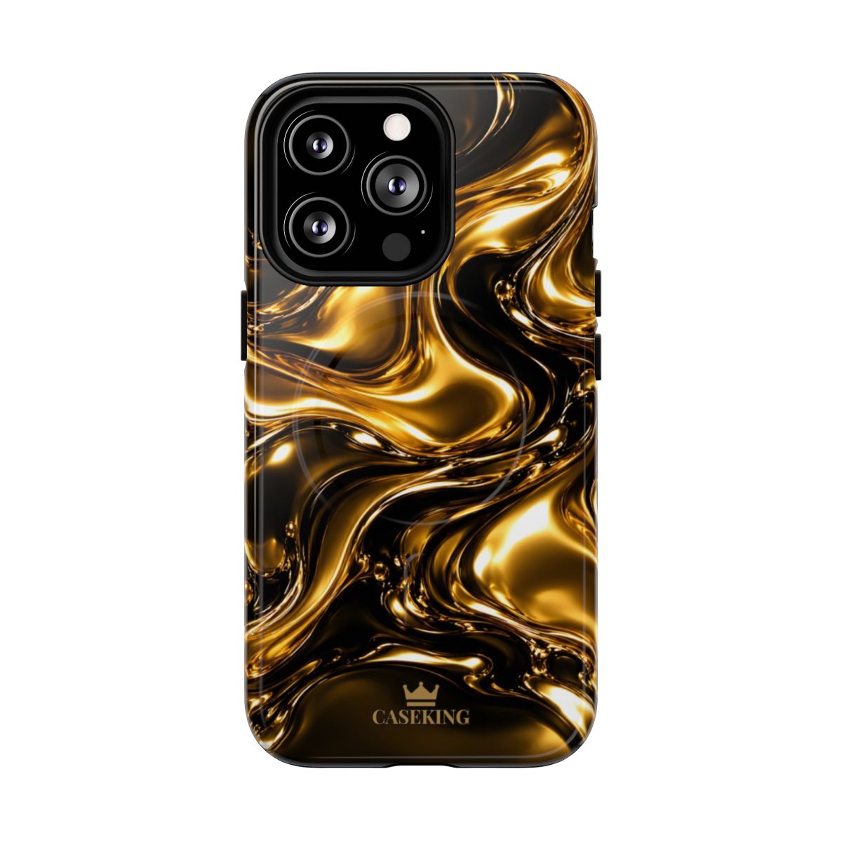 Liquid Gold MagSafe-compatible tough case on iPhone 13 Pro, glossy finish