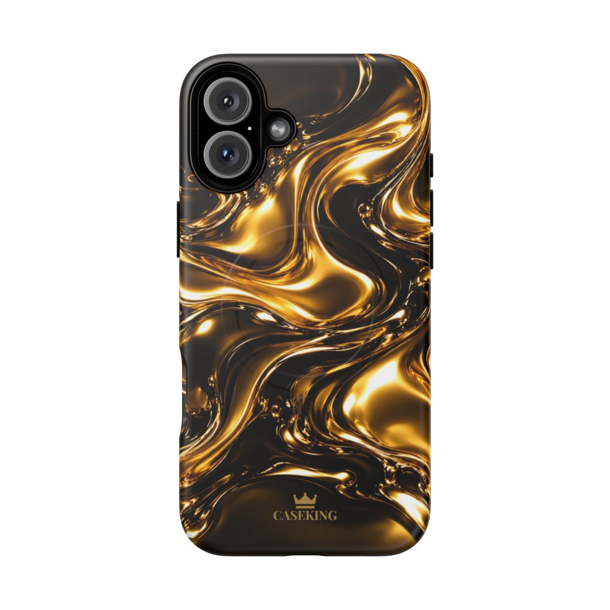 Liquid Gold MagSafe-compatible tough case on iPhone 16 Plus, matte finish