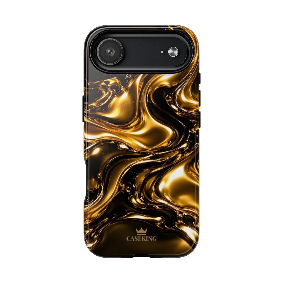 Liquid Gold MagSafe-compatible tough case on iPhone 17 Air, glossy finish