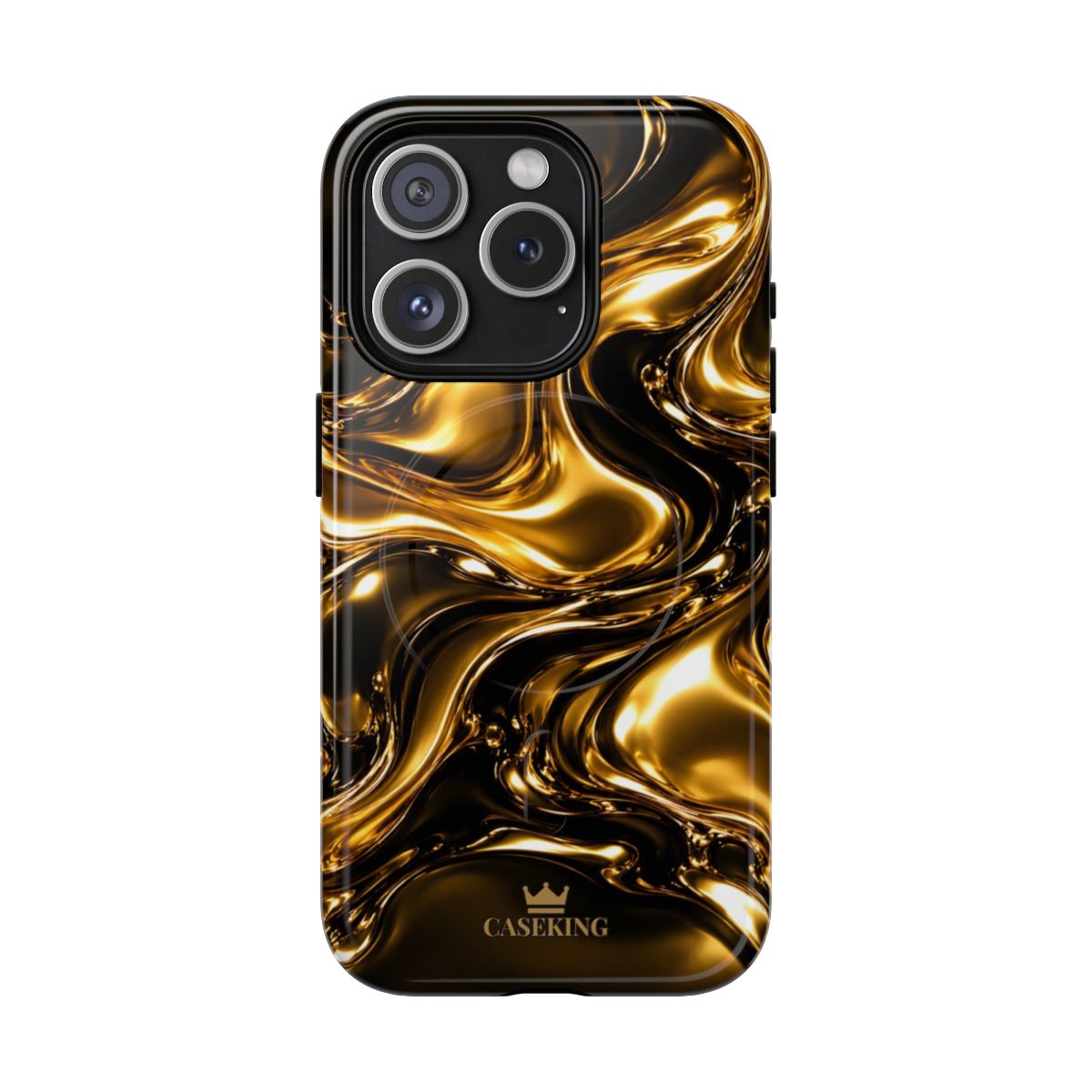 Liquid Gold MagSafe-compatible tough case on iPhone 15 Pro, glossy finish