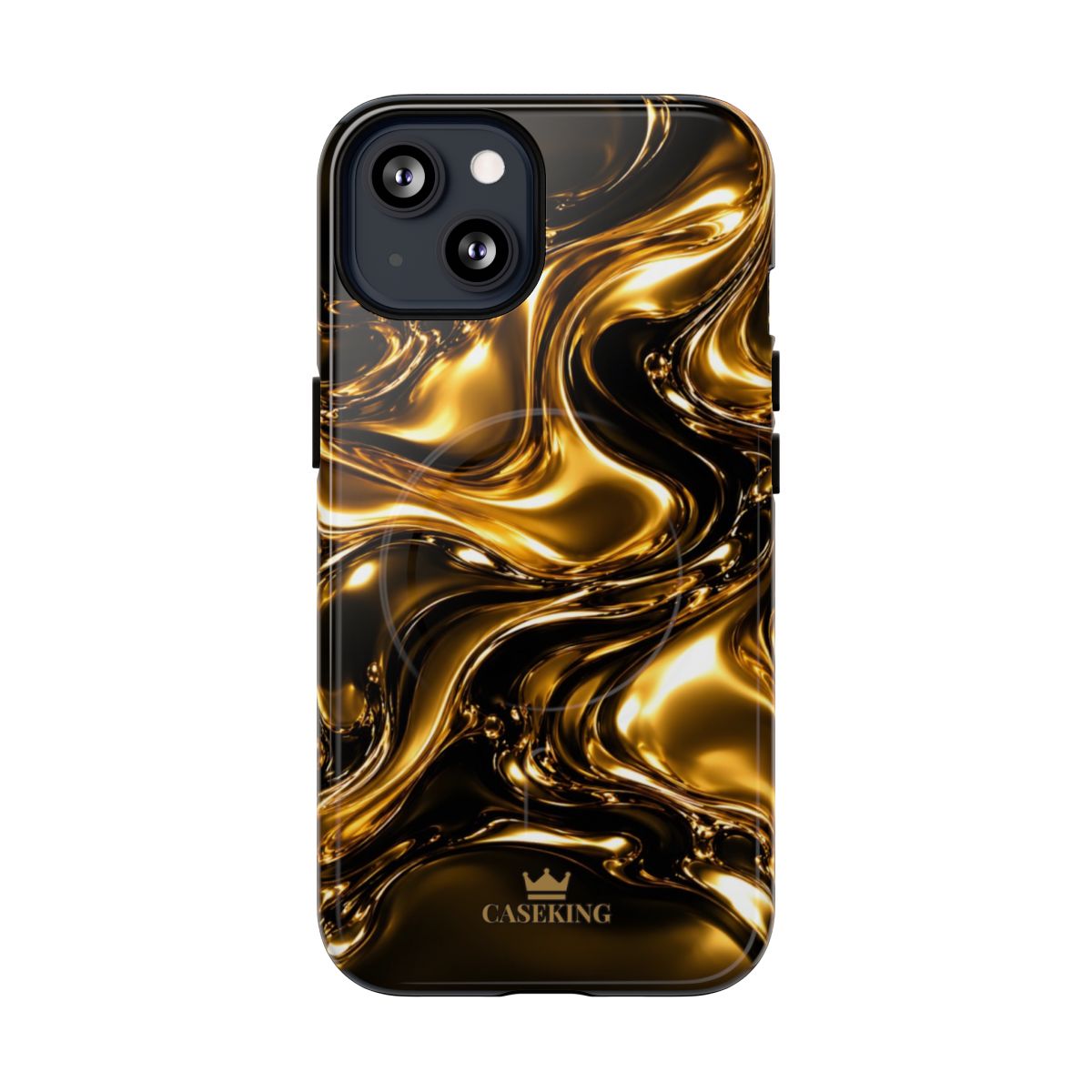 Liquid Gold MagSafe-compatible tough case on iPhone 13, glossy finish