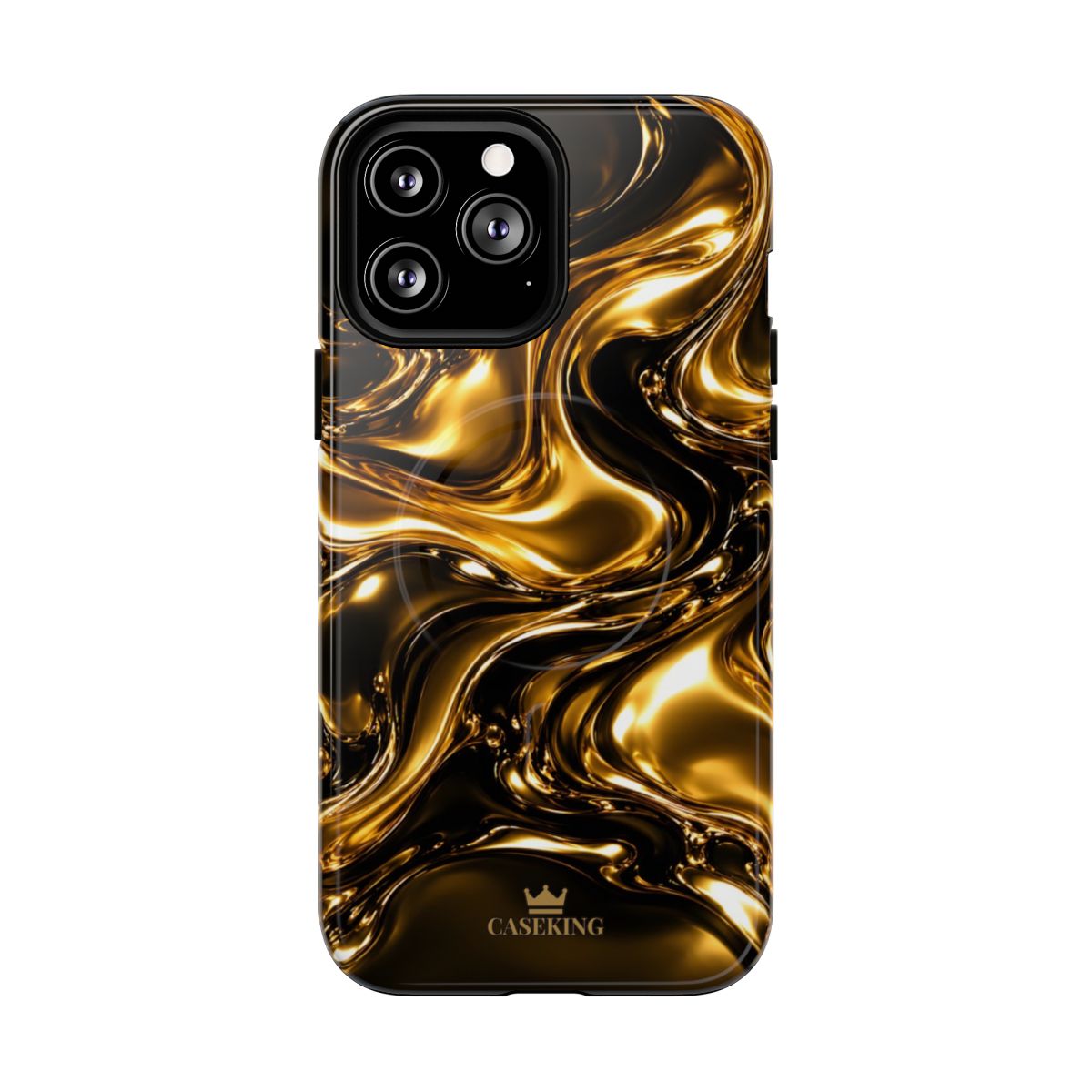 Liquid Gold MagSafe-compatible tough case on iPhone 13 Pro Max, glossy finish