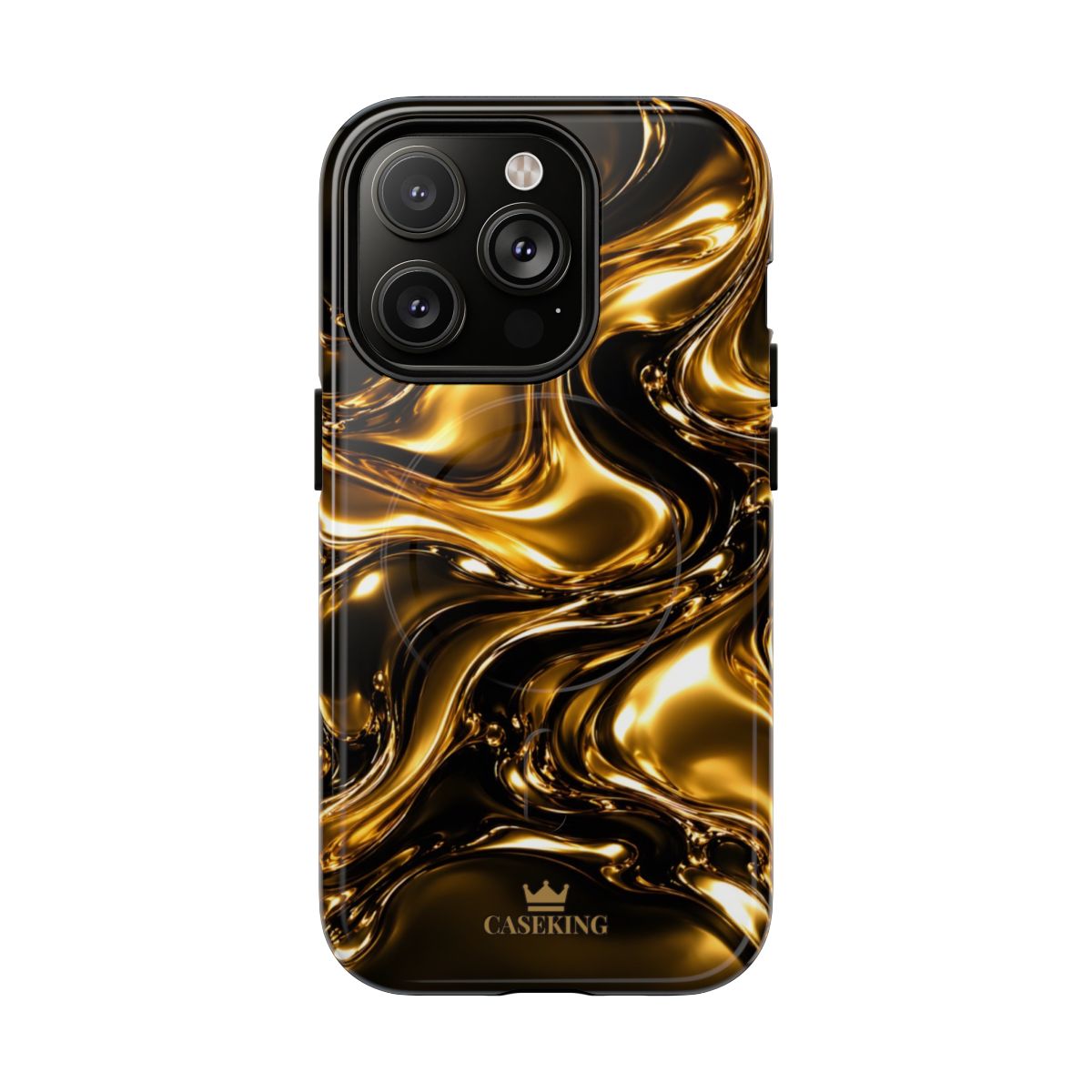 Liquid Gold MagSafe-compatible tough case on iPhone 14 Pro, glossy finish