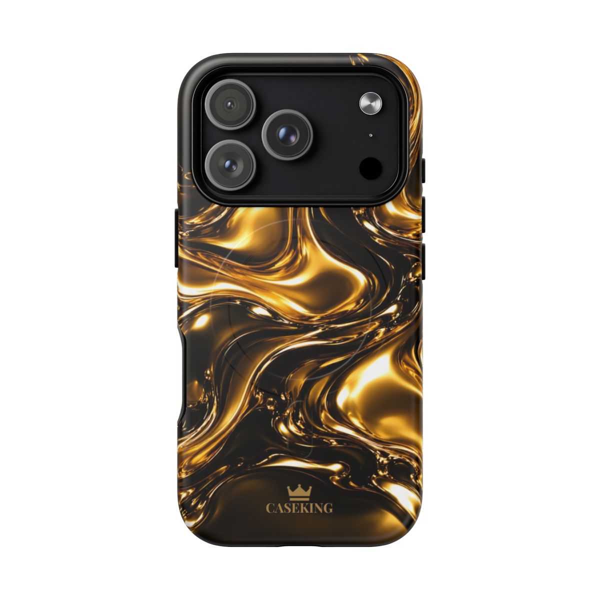 Liquid Gold MagSafe-compatible tough case on iPhone 17 Pro, matte finish