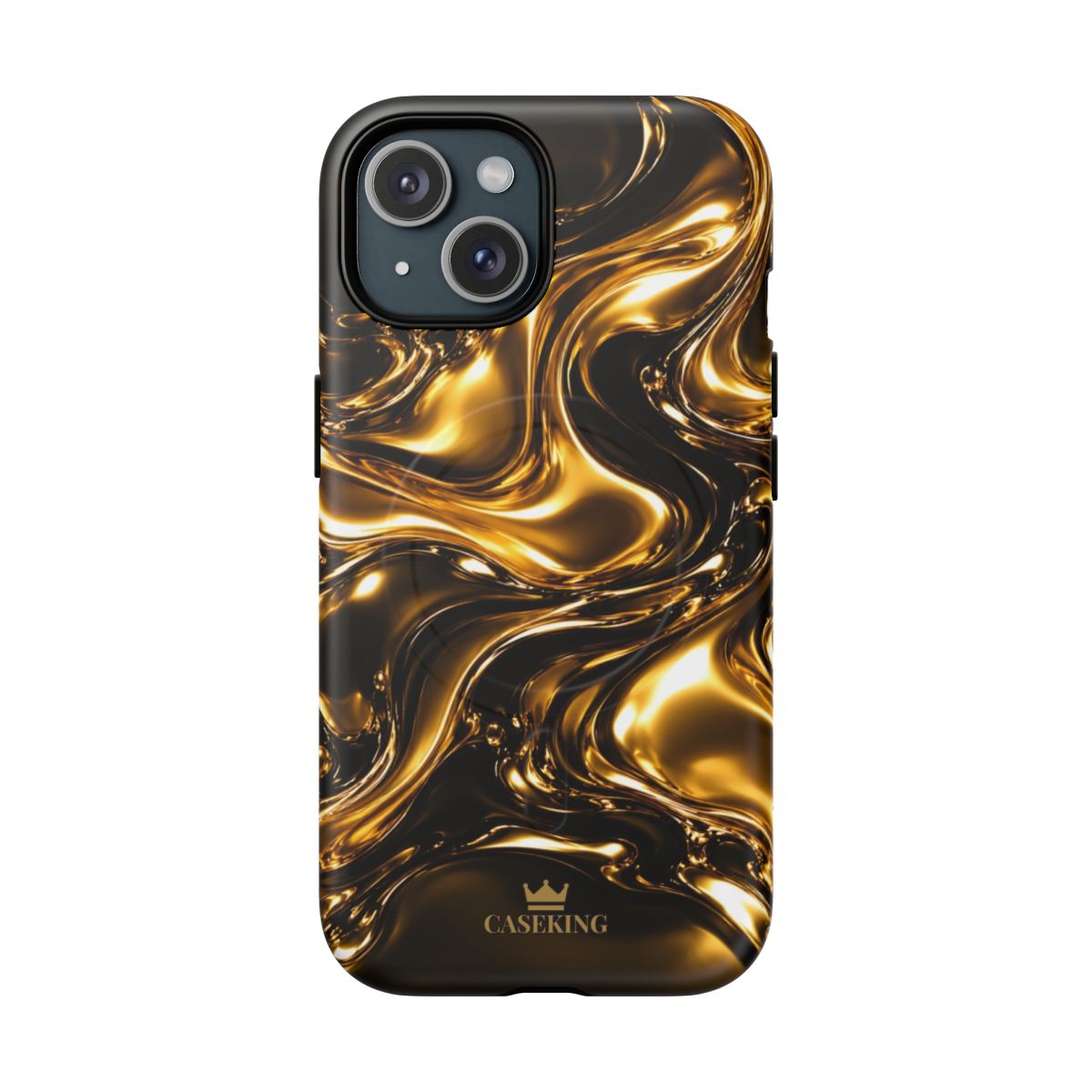 Liquid Gold MagSafe-compatible tough case on iPhone 15, matte finish