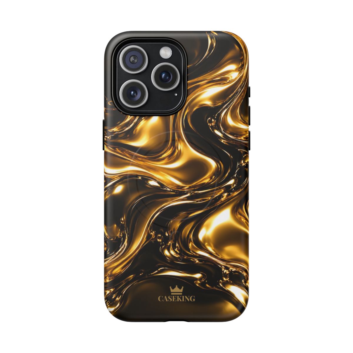 Liquid Gold MagSafe-compatible tough case on iPhone 15 Pro Max, matte finish