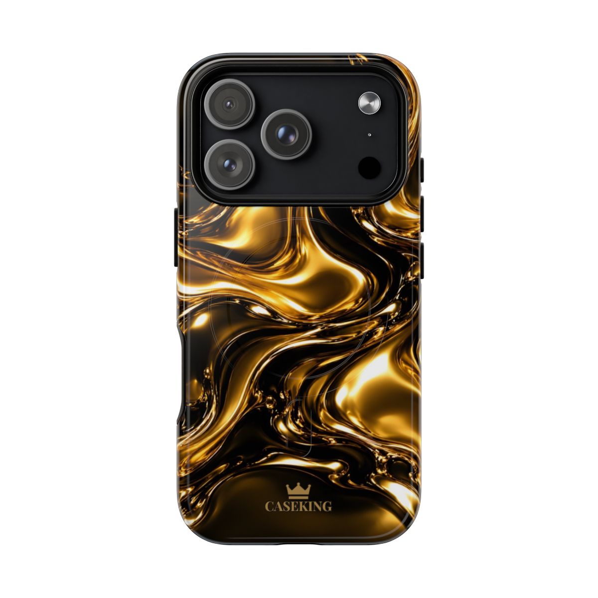Liquid Gold MagSafe-compatible tough case on iPhone 17 Pro, glossy finish