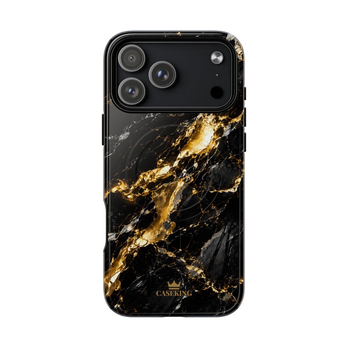Midnight Black MagSafe-compatible tough case on iPhone 18 Pro Max, glossy finish