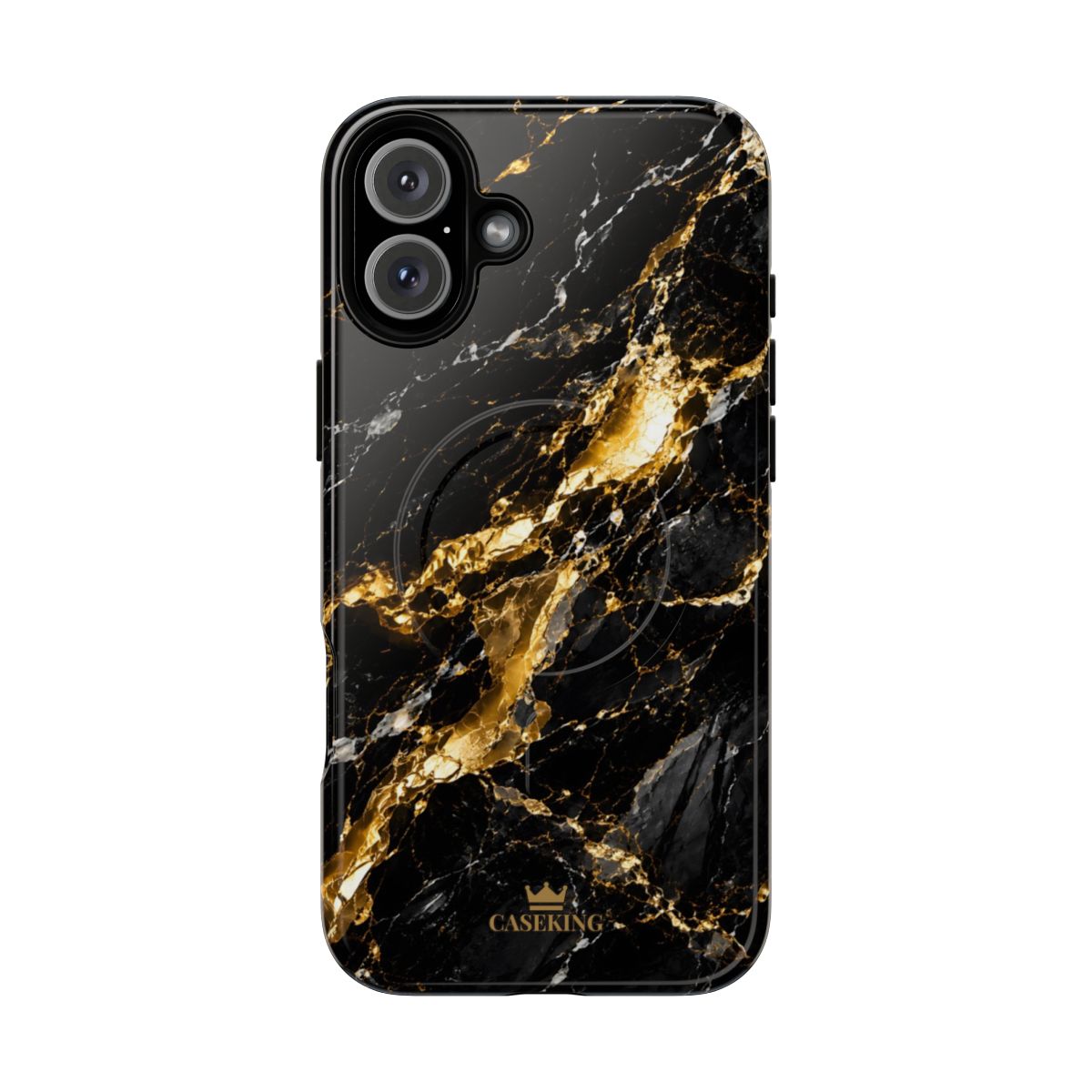 Midnight Black MagSafe-compatible tough case on iPhone 16 Plus, glossy finish