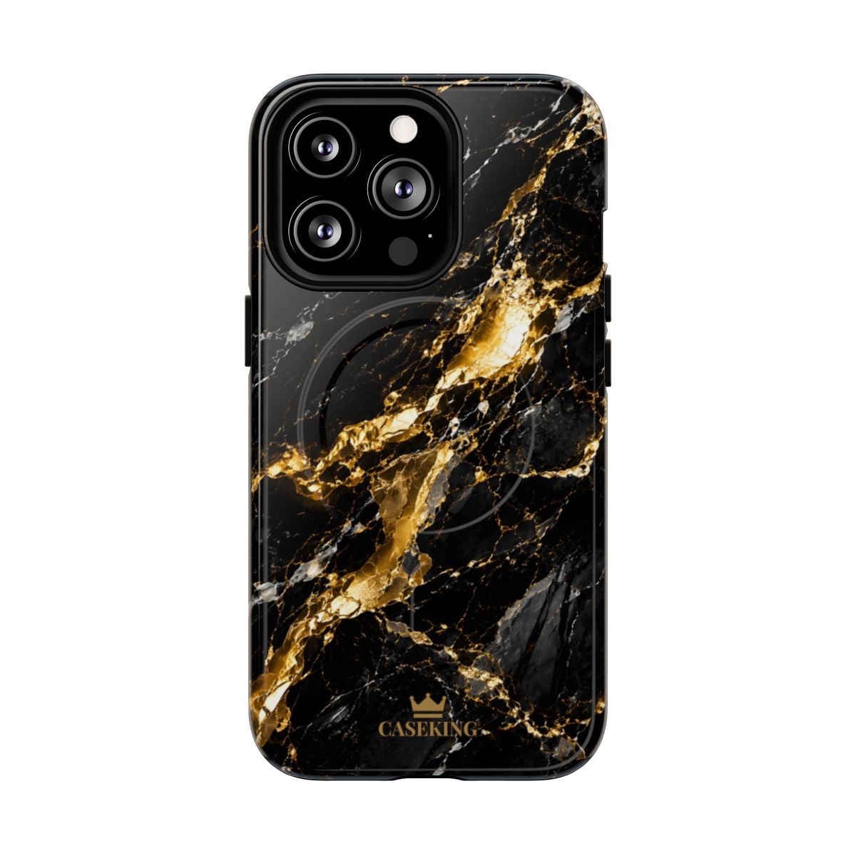 Midnight Black MagSafe-compatible tough case on iPhone 13 Pro, glossy finish