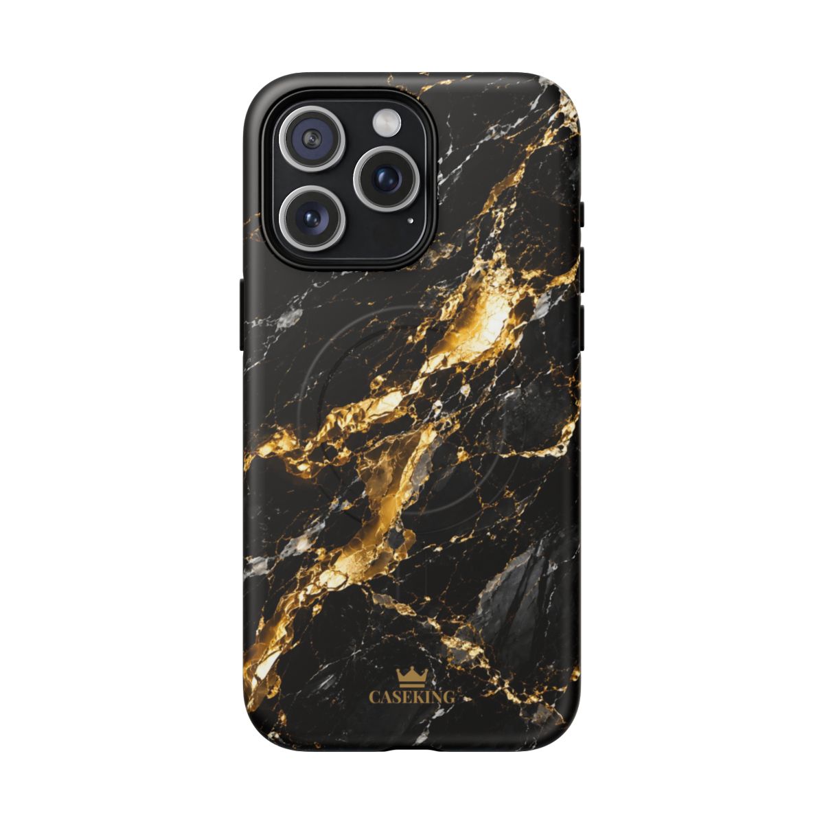 Midnight Black MagSafe-compatible tough case on iPhone 15 Pro Max, matte finish
