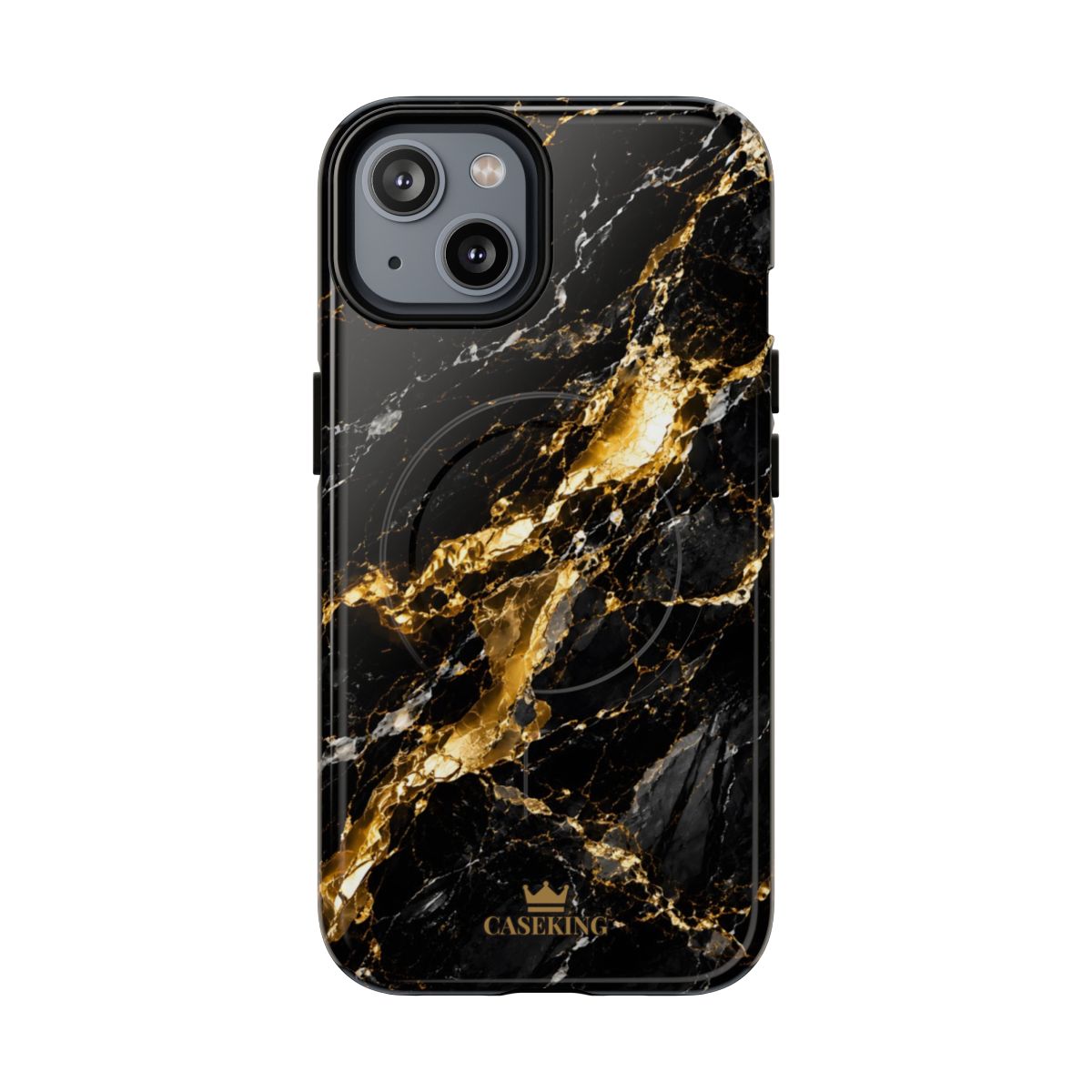 Midnight Black MagSafe-compatible tough case on iPhone 14, glossy finish