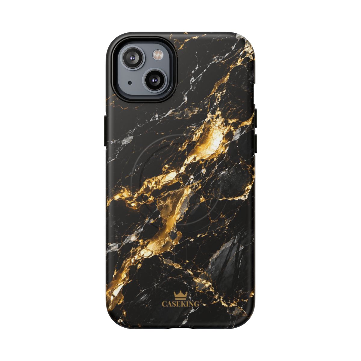 Midnight Black MagSafe-compatible tough case on iPhone 14 Plus, matte finish