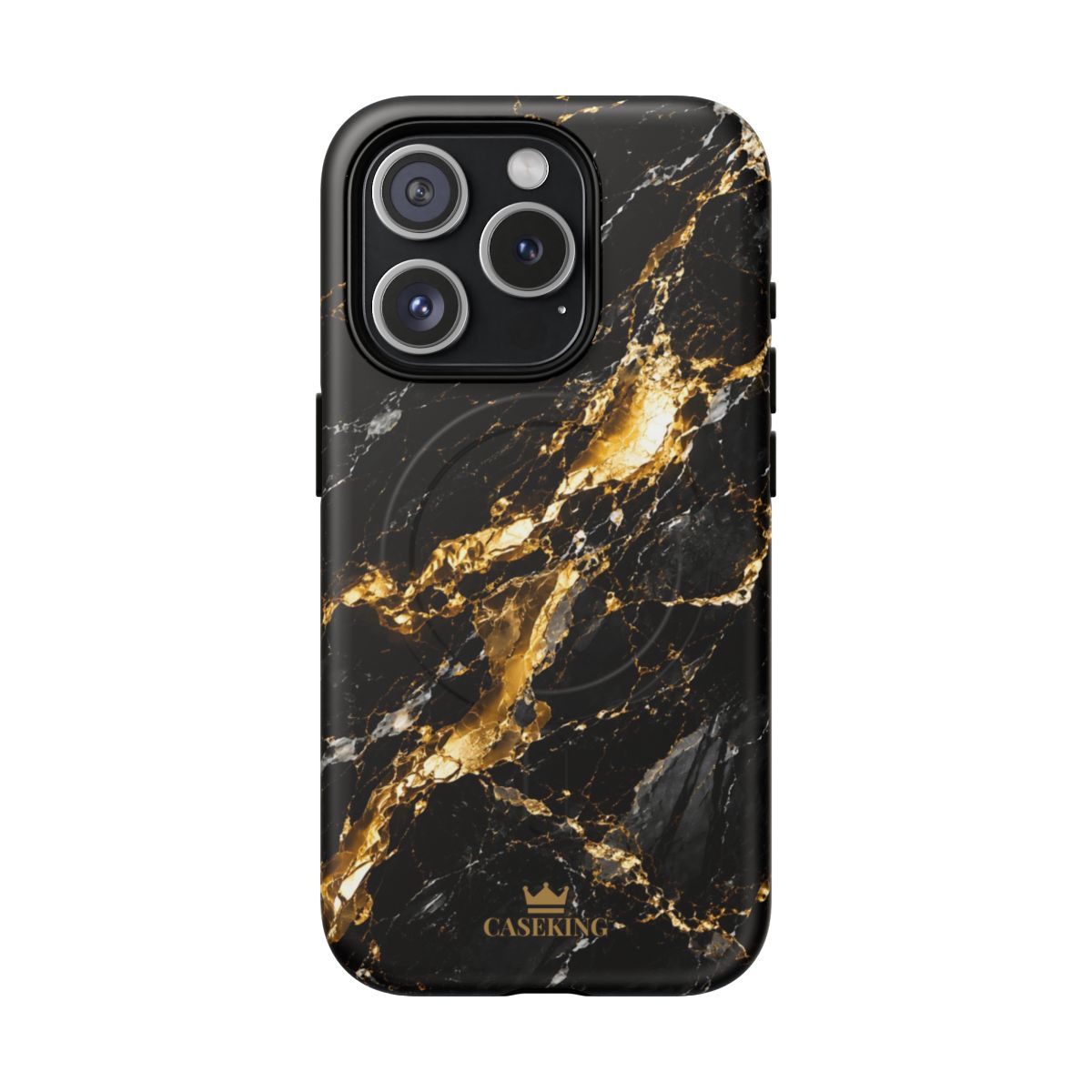 Midnight Black MagSafe-compatible tough case on iPhone 15 Pro, matte finish