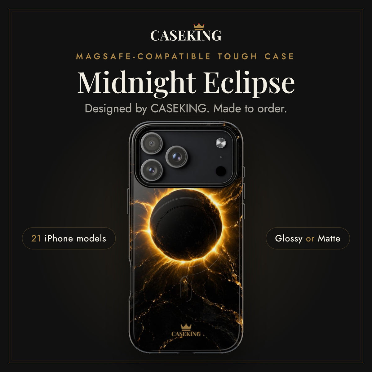 Midnight Eclipse MagSafe-compatible tough case infographic 1: Hero