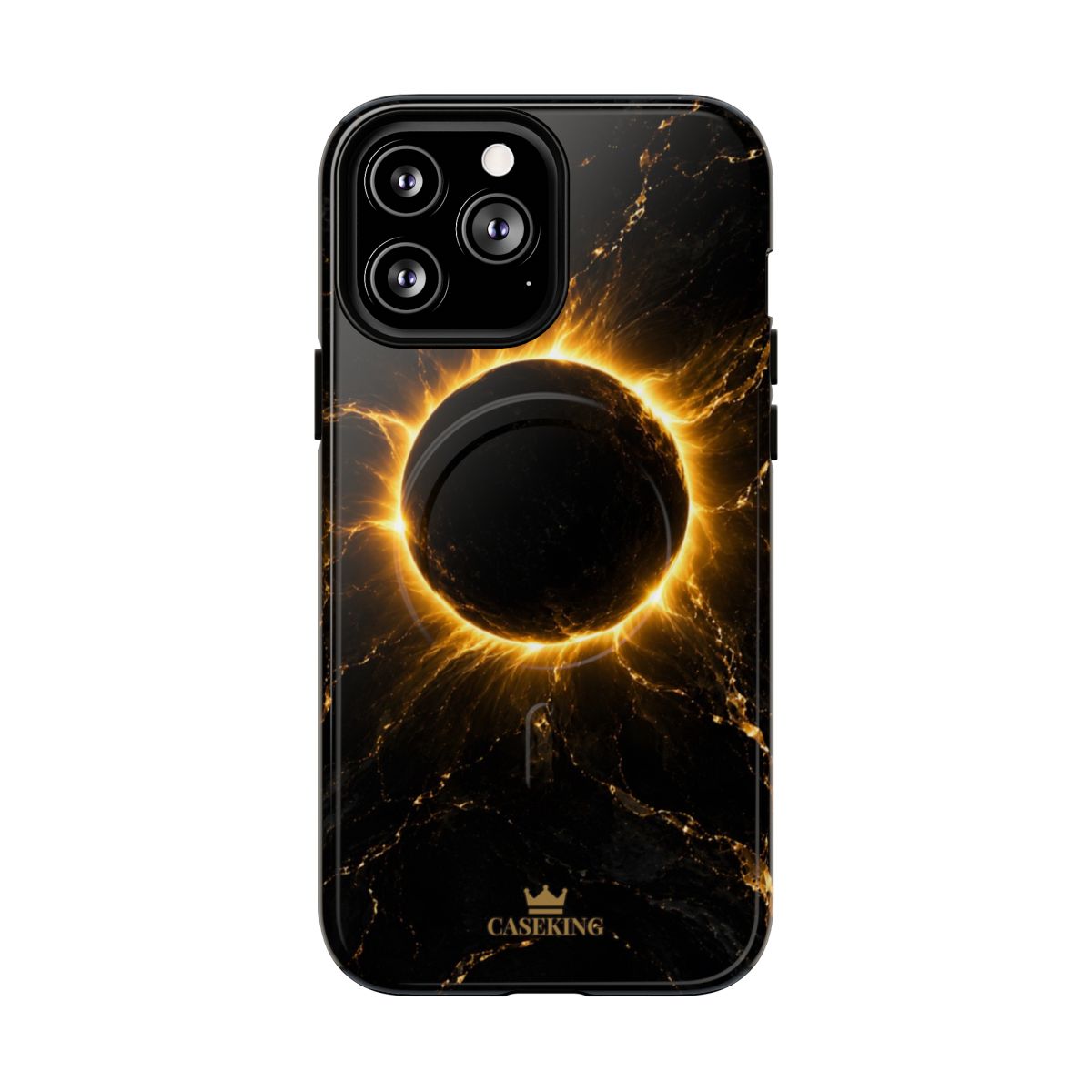 Midnight Eclipse MagSafe-compatible tough case on iPhone 13 Pro Max, glossy finish