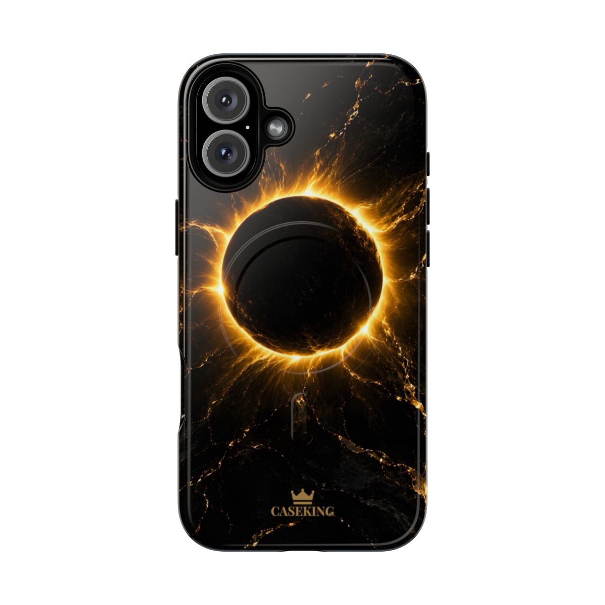 Midnight Eclipse MagSafe-compatible tough case on iPhone 16 Plus, glossy finish