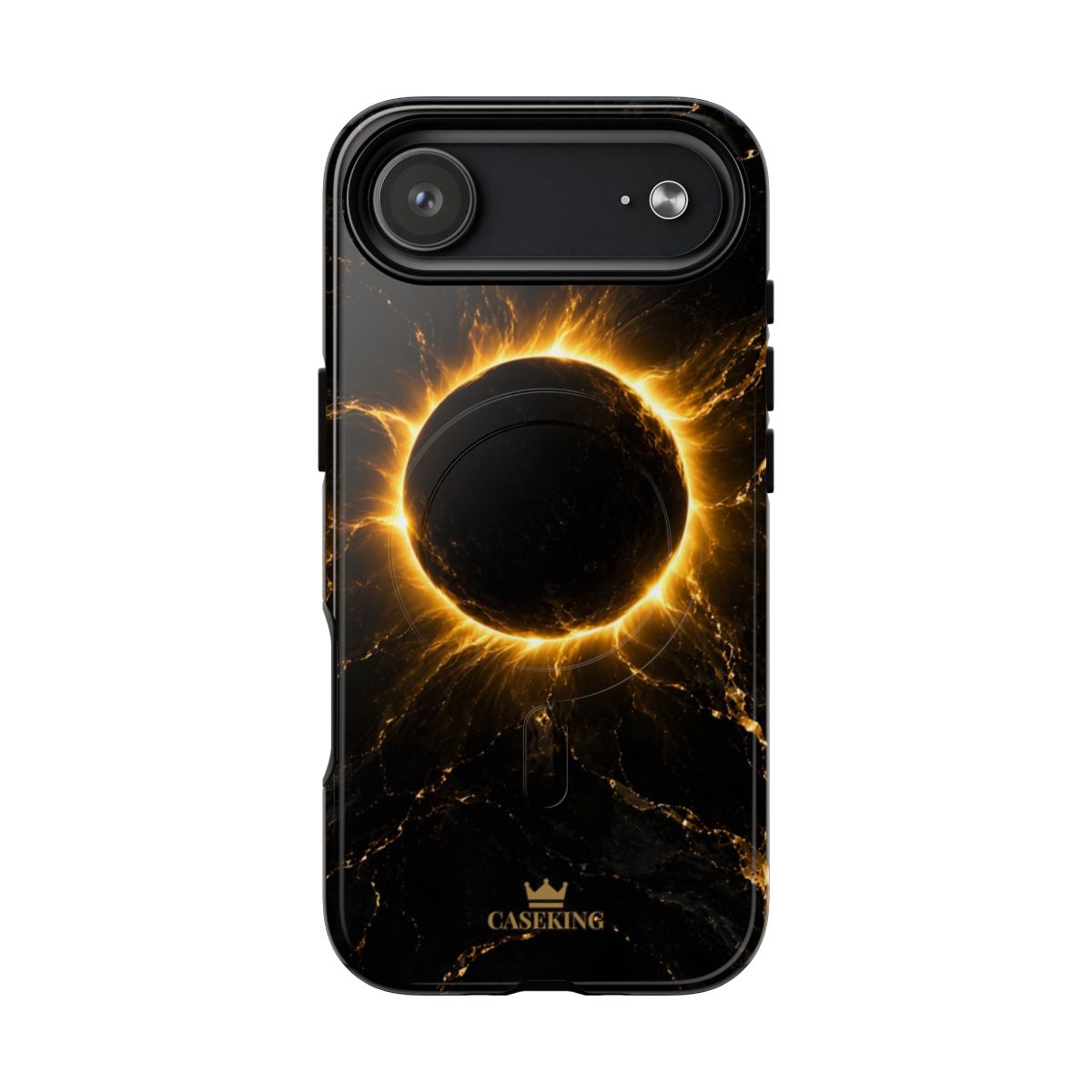 Midnight Eclipse MagSafe-compatible tough case on iPhone 17 Air, glossy finish