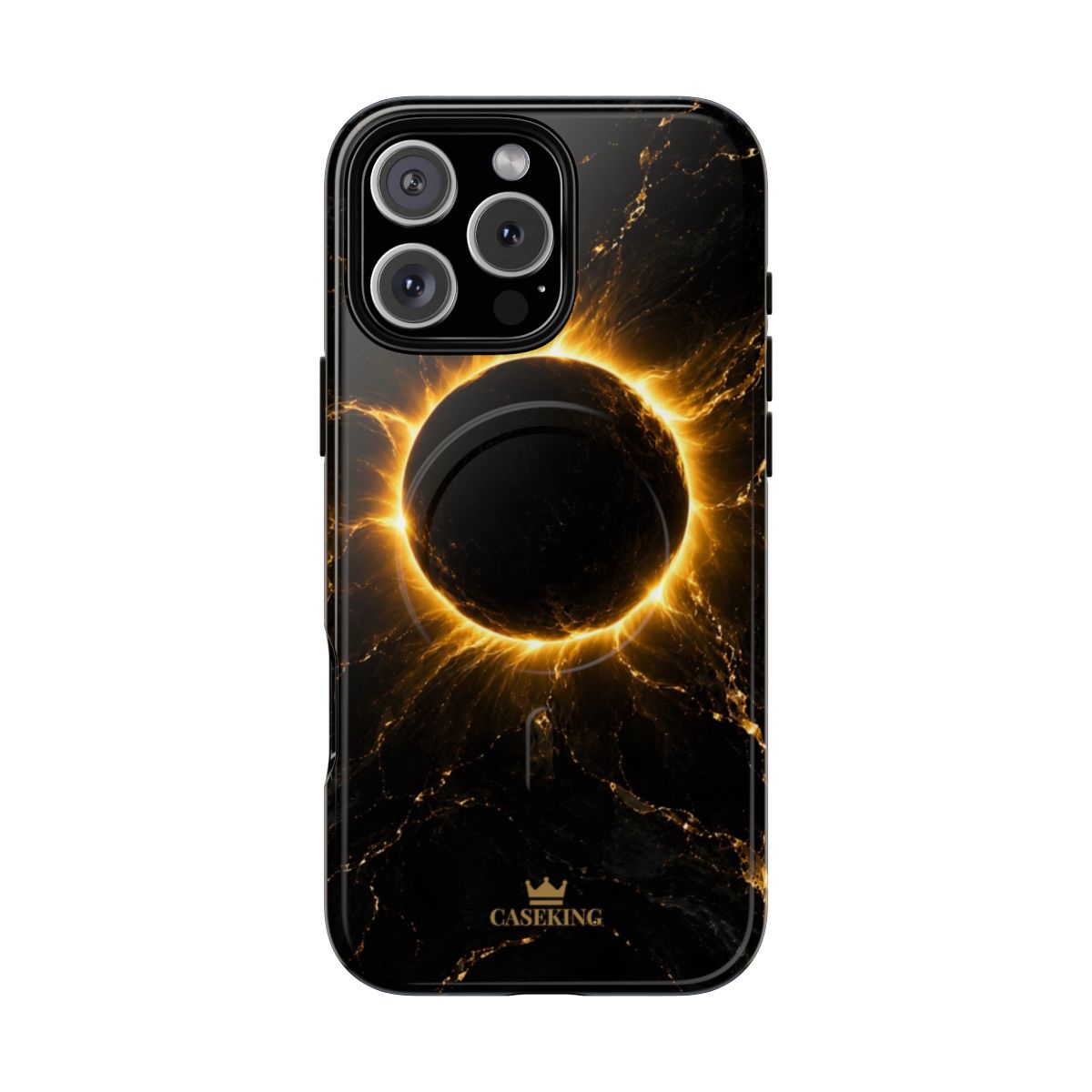 Midnight Eclipse MagSafe-compatible tough case on iPhone 16 Pro Max, glossy finish