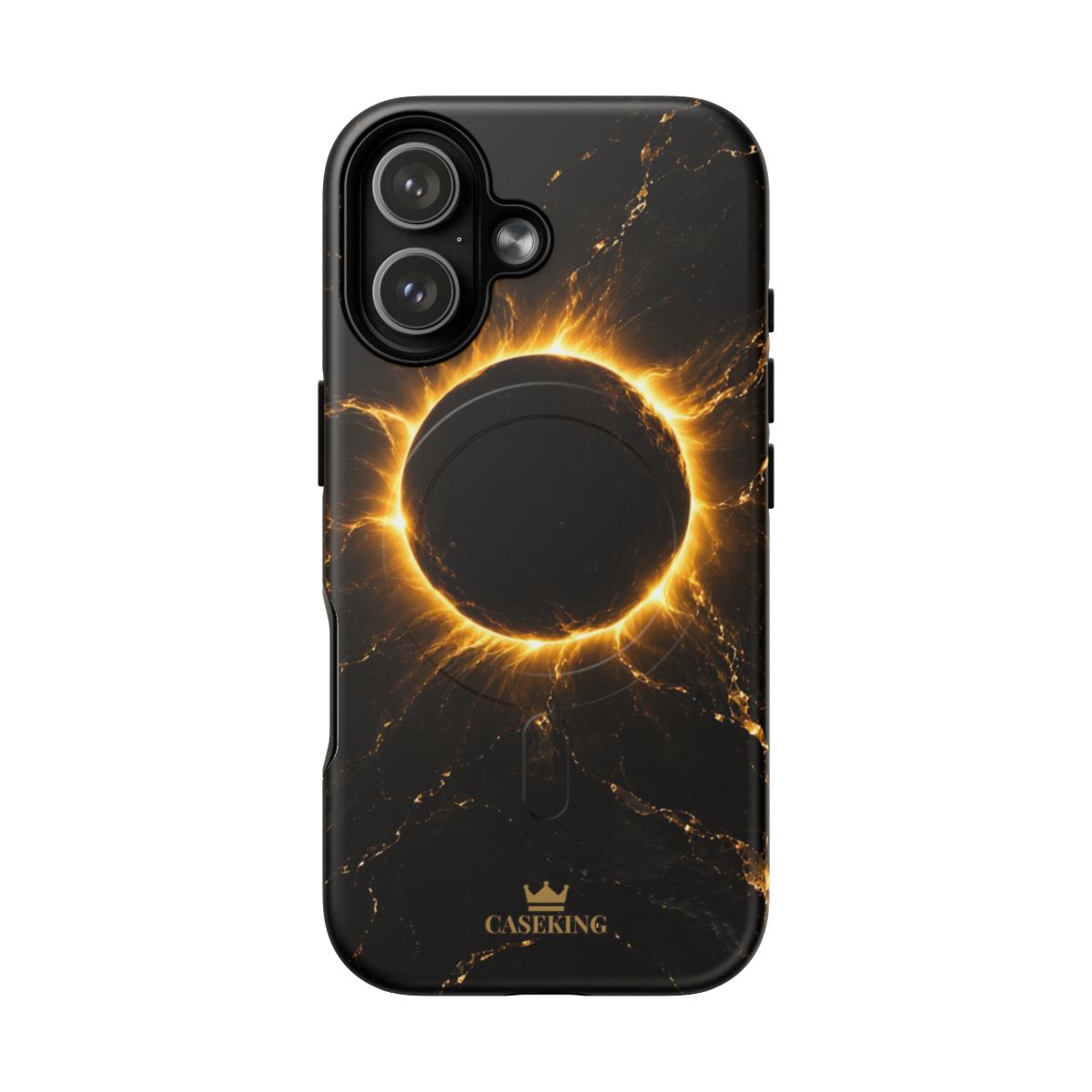 Midnight Eclipse MagSafe-compatible tough case on iPhone 17, matte finish