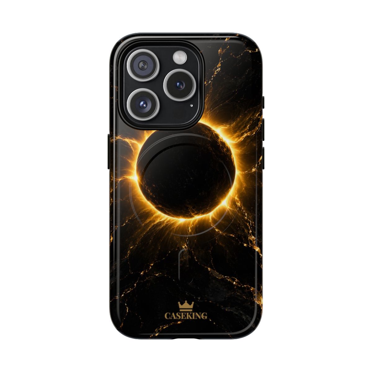 Midnight Eclipse MagSafe-compatible tough case on iPhone 15 Pro, glossy finish