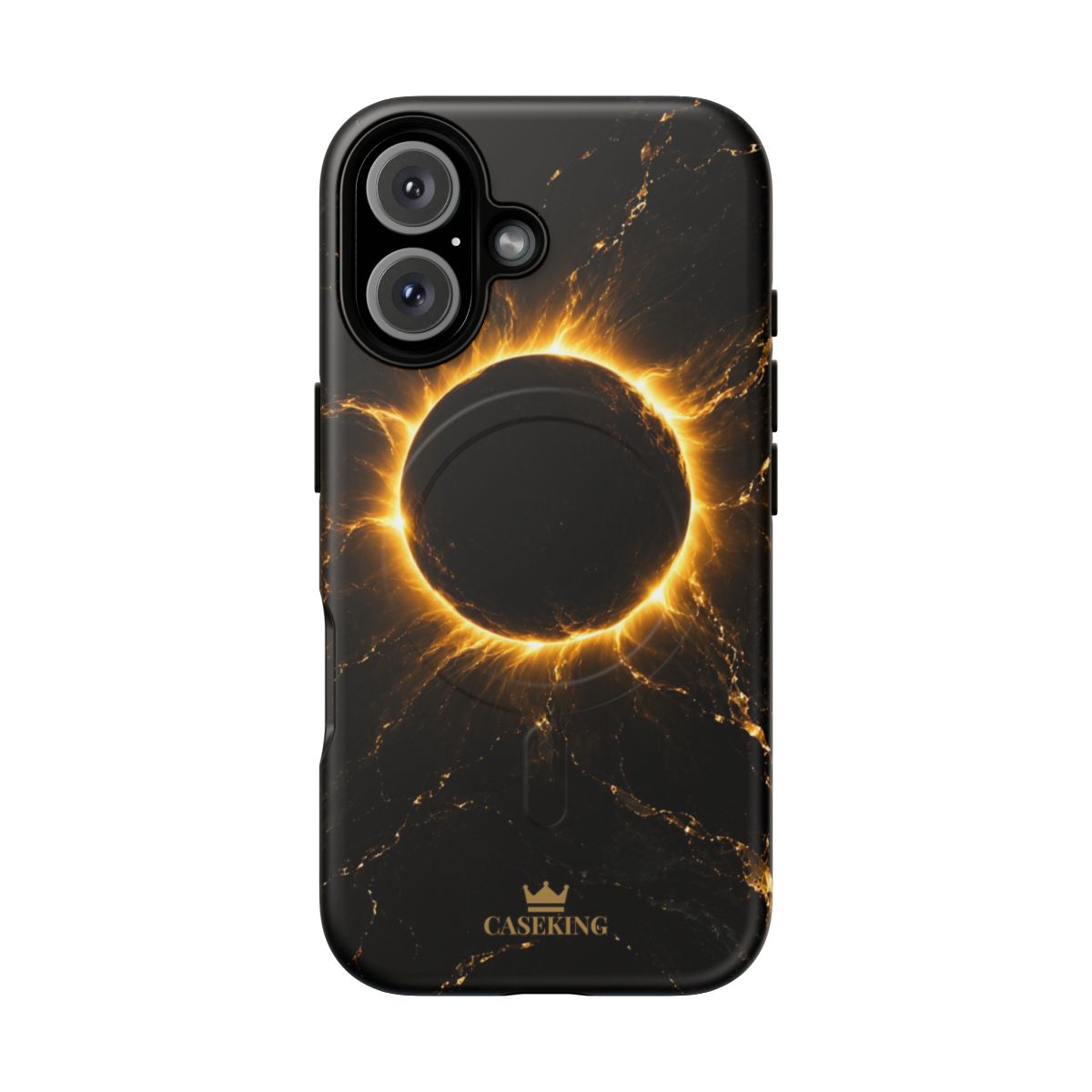 Midnight Eclipse MagSafe-compatible tough case on iPhone 16, matte finish