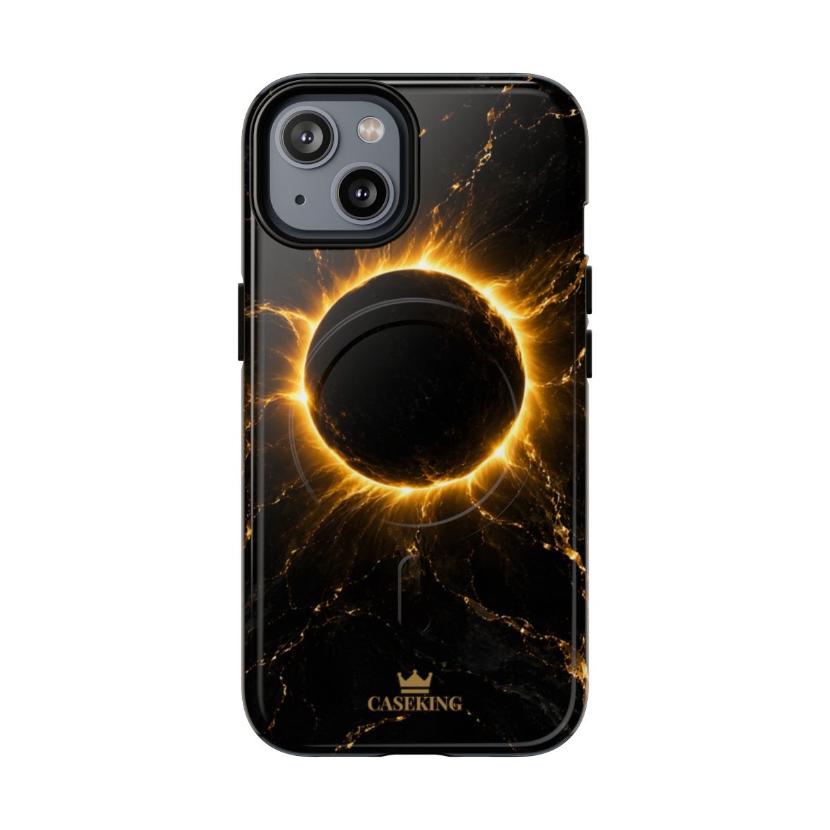 Midnight Eclipse MagSafe-compatible tough case on iPhone 14, glossy finish