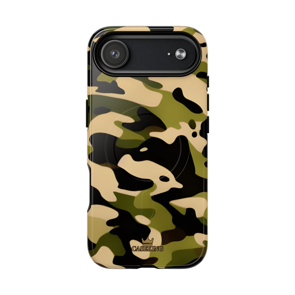 Military Camo MagSafe-compatible tough case on iPhone 17 Air, glossy finish