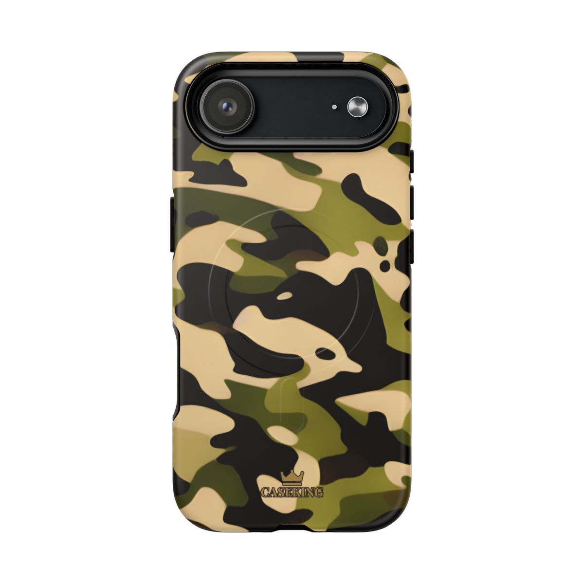 Military Camo MagSafe-compatible tough case on iPhone 17 Air, matte finish