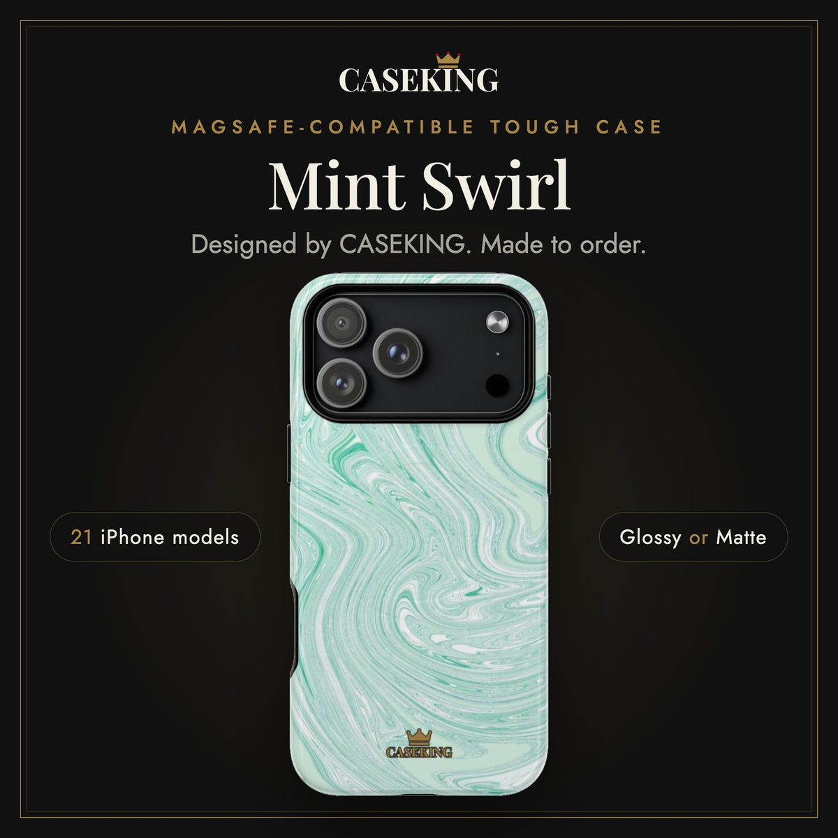 Mint Swirl MagSafe-compatible tough case infographic 1: Hero