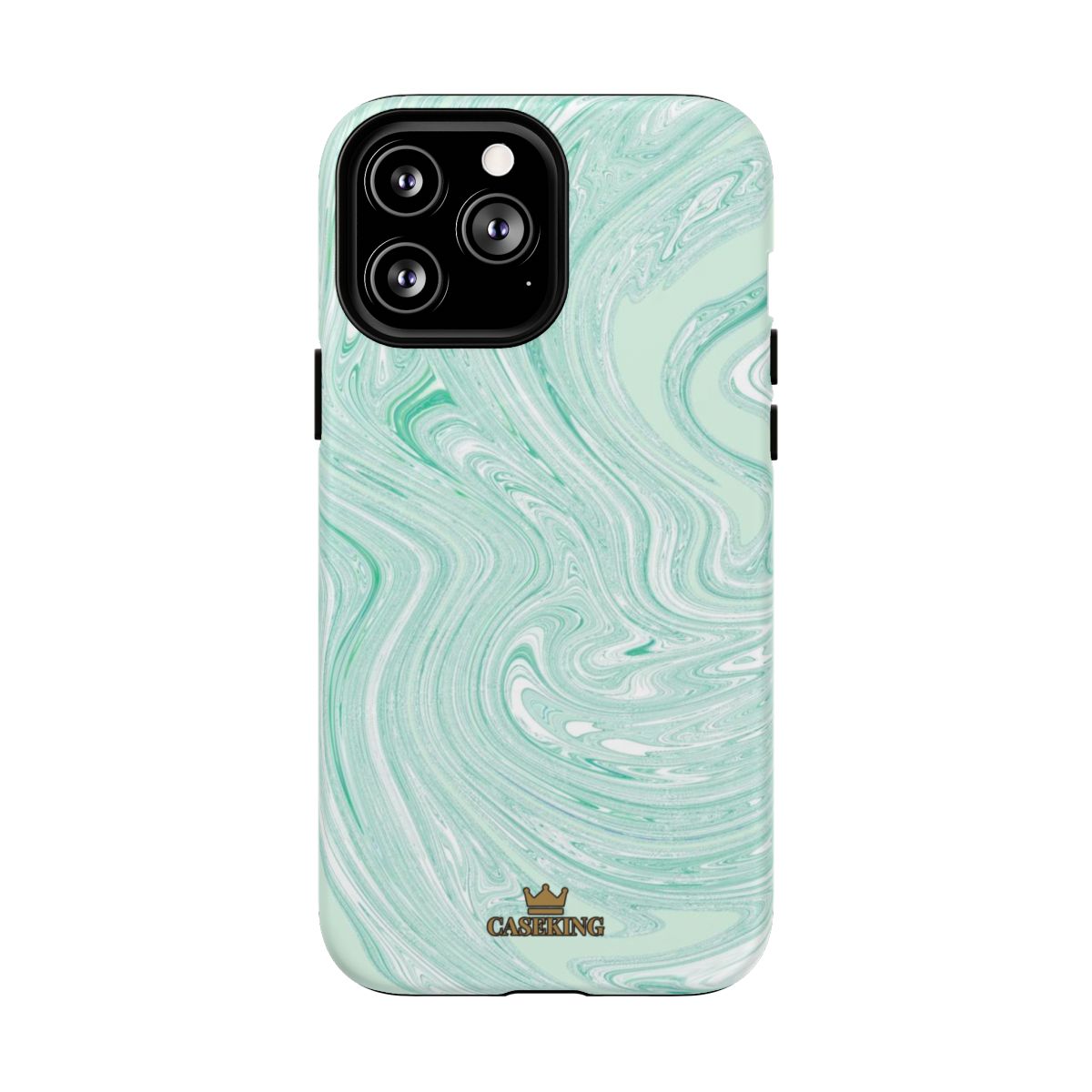 Mint Swirl MagSafe-compatible tough case on iPhone 13 Pro Max, matte finish