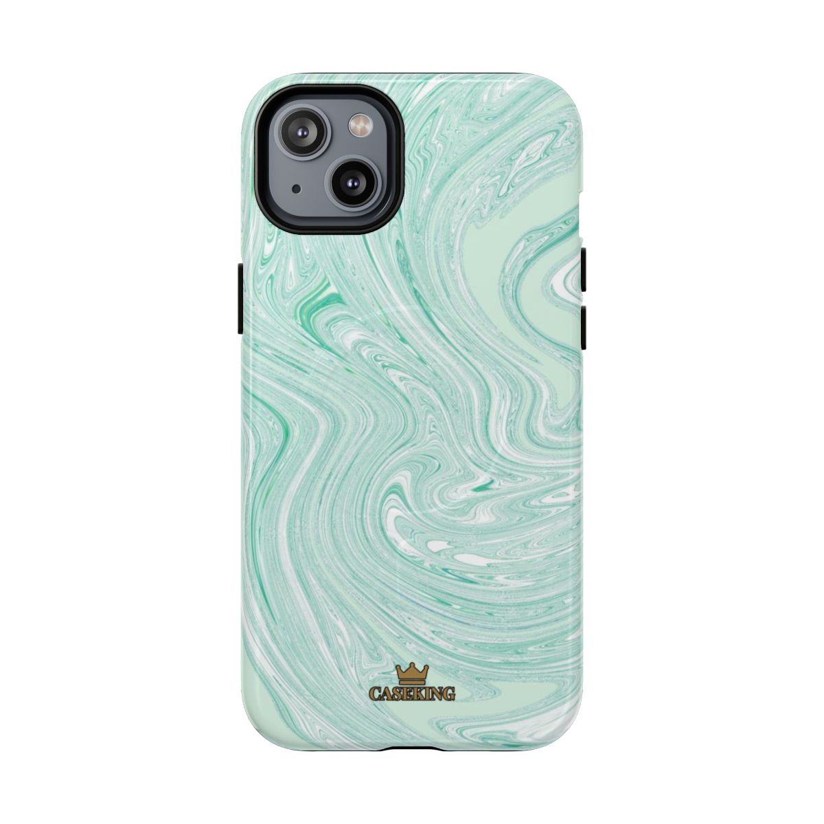 Mint Swirl MagSafe-compatible tough case on iPhone 14 Plus, glossy finish