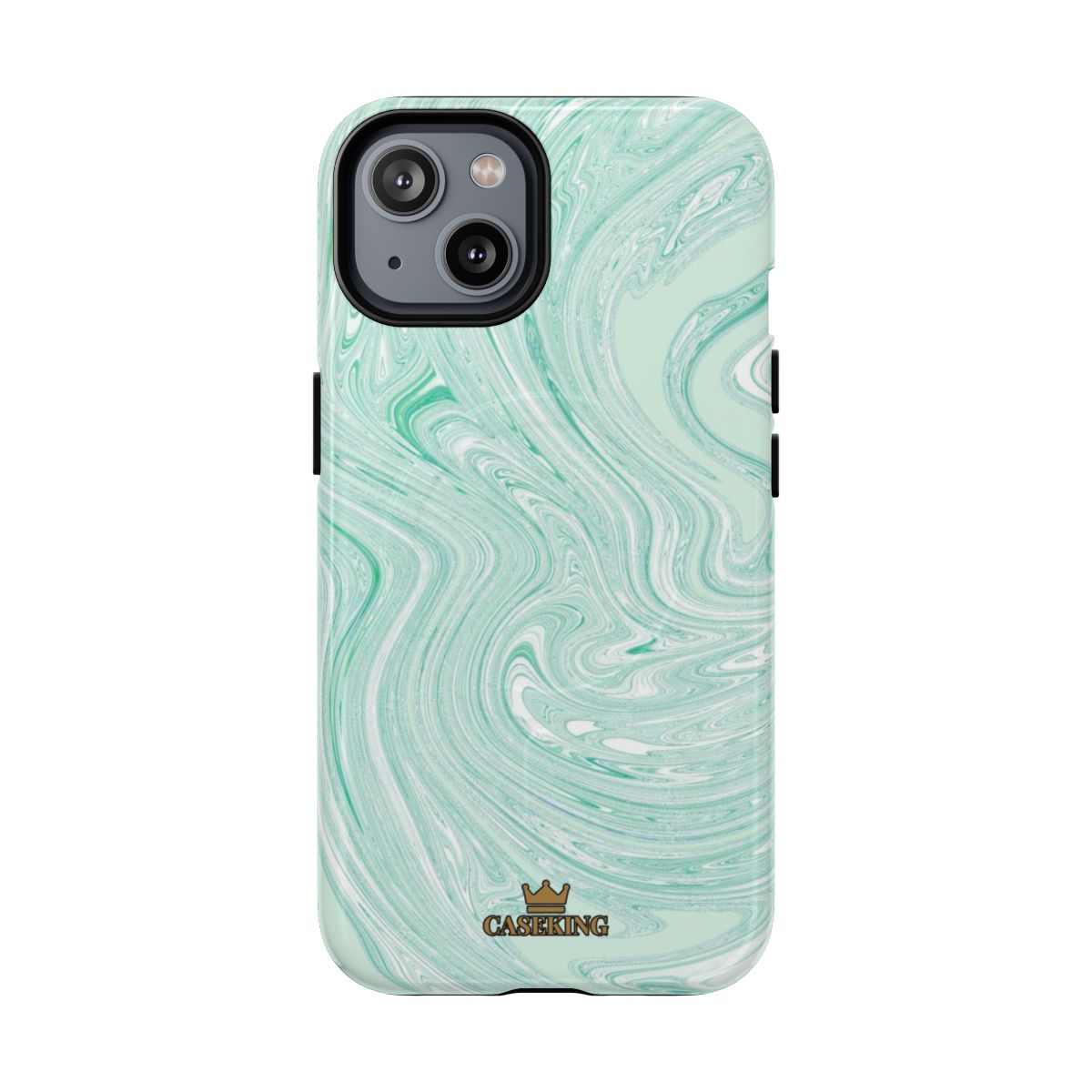 Mint Swirl MagSafe-compatible tough case on iPhone 14, glossy finish