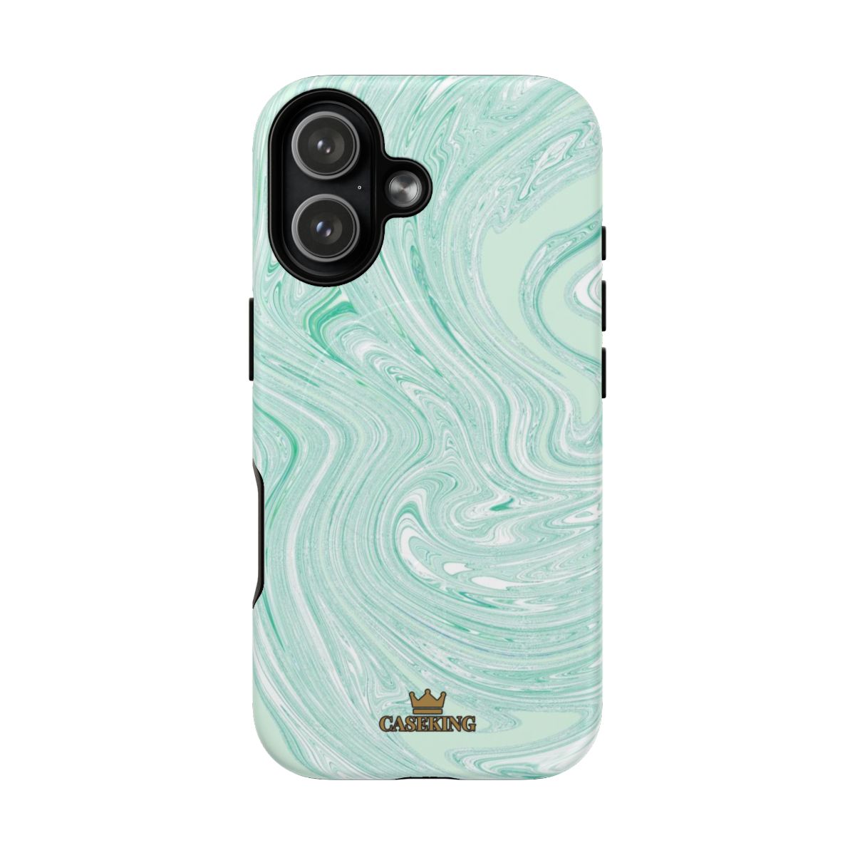 Mint Swirl MagSafe-compatible tough case on iPhone 17, matte finish