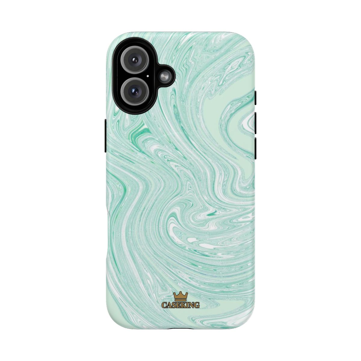 Mint Swirl MagSafe-compatible tough case on iPhone 16 Plus, matte finish