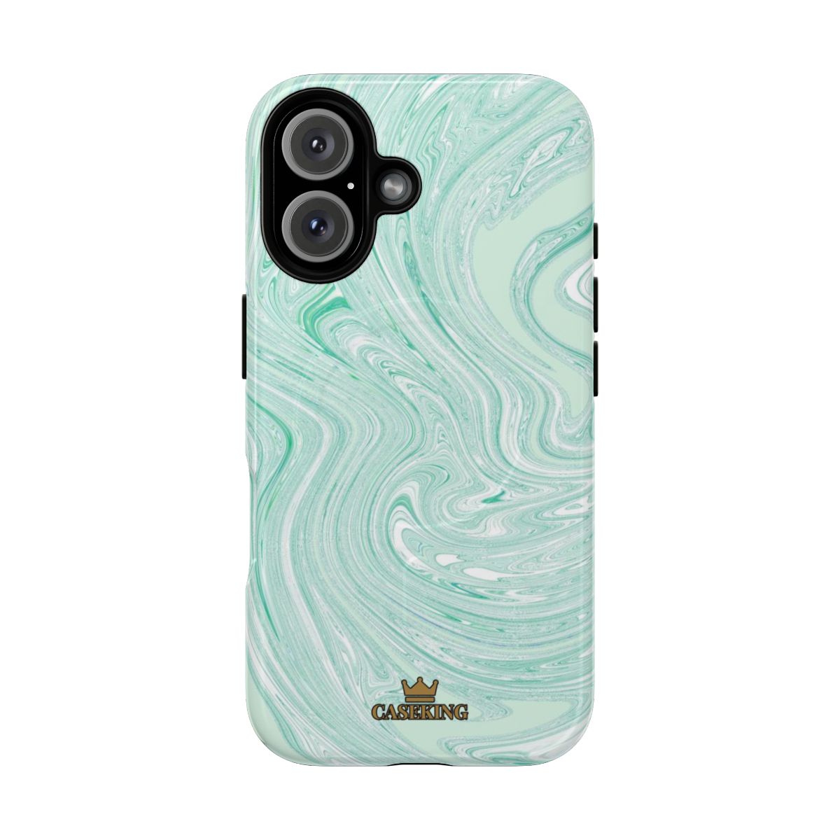 Mint Swirl MagSafe-compatible tough case on iPhone 16, glossy finish