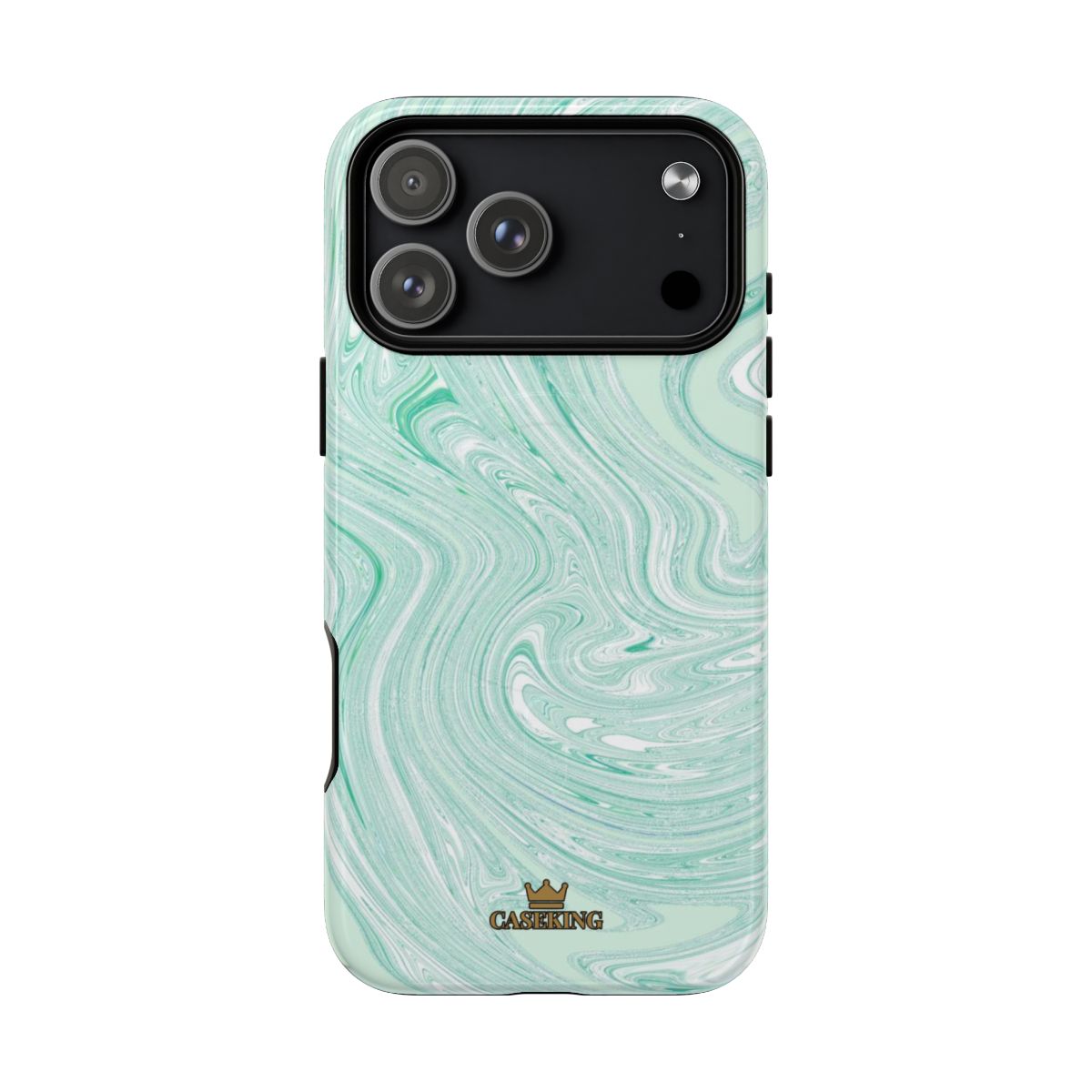 Mint Swirl MagSafe-compatible tough case on iPhone 17 Pro Max, glossy finish