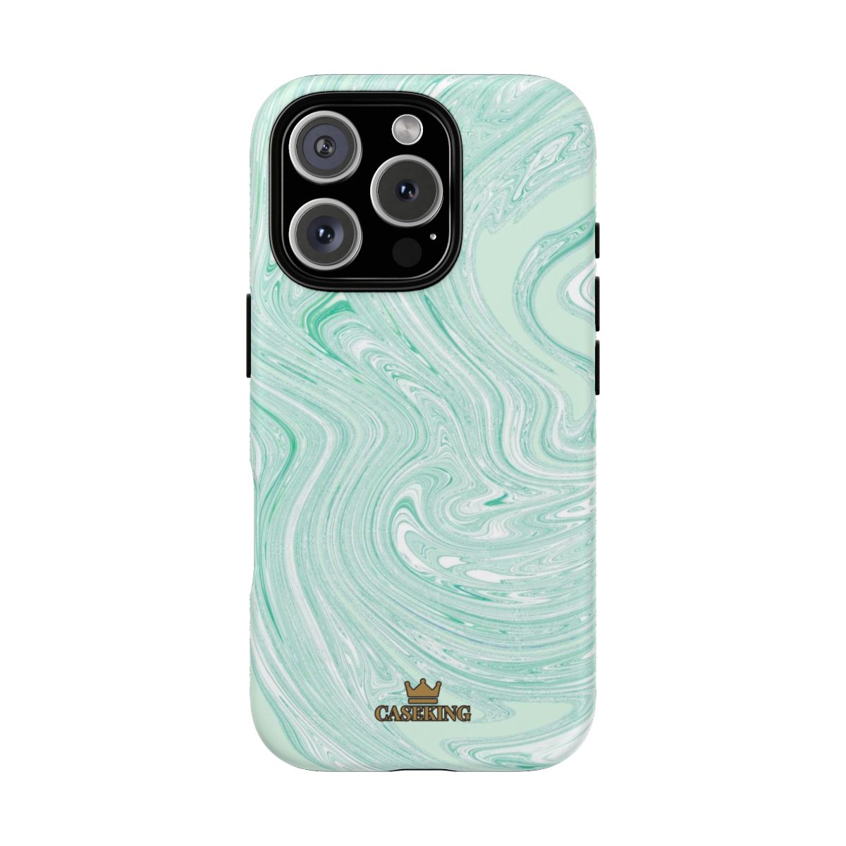 Mint Swirl MagSafe-compatible tough case on iPhone 16 Pro, matte finish