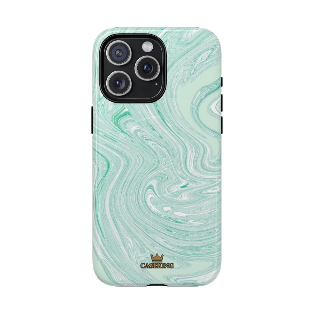 Mint Swirl MagSafe-compatible tough case on iPhone 15 Pro Max, glossy finish