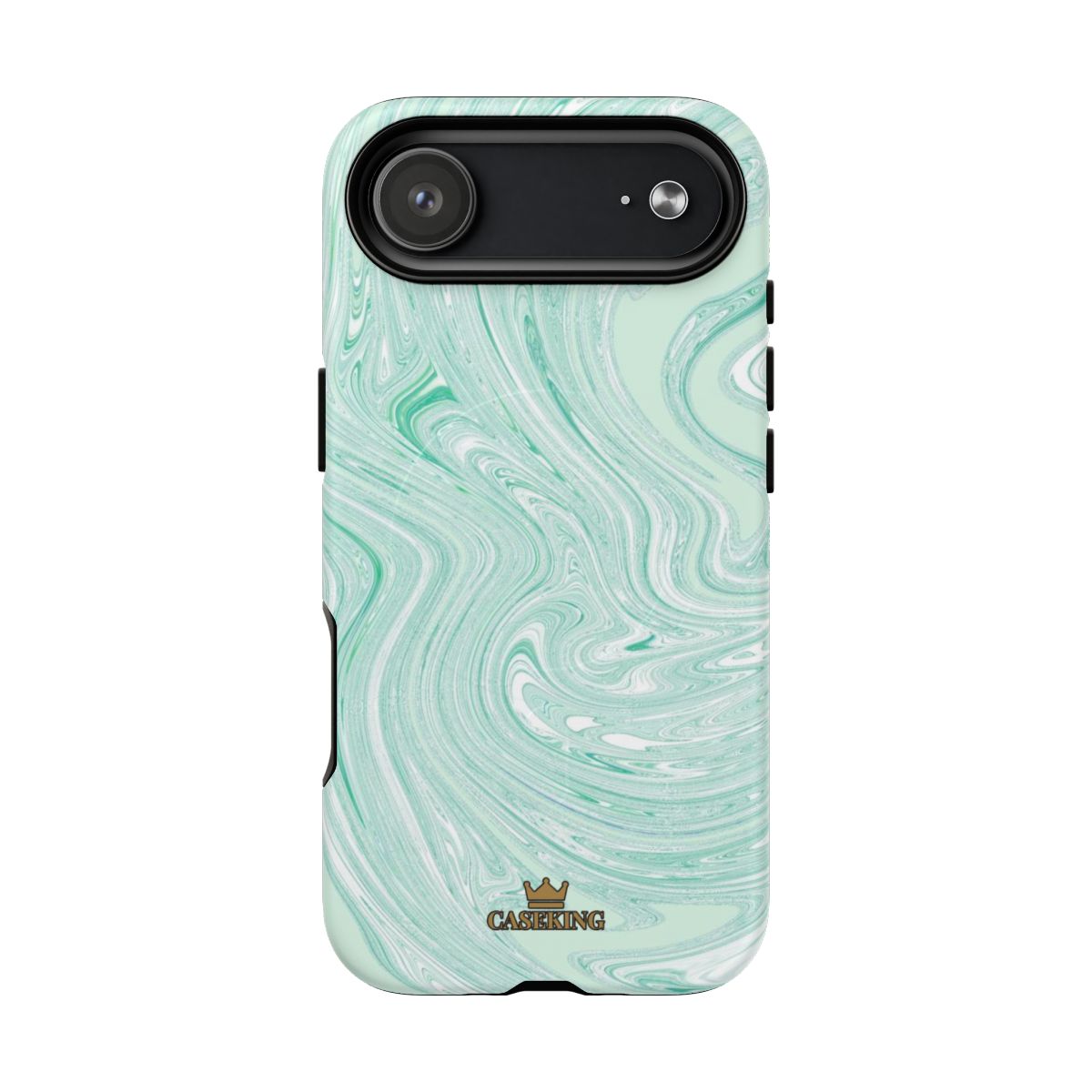 Mint Swirl MagSafe-compatible tough case on iPhone 17 Air, matte finish